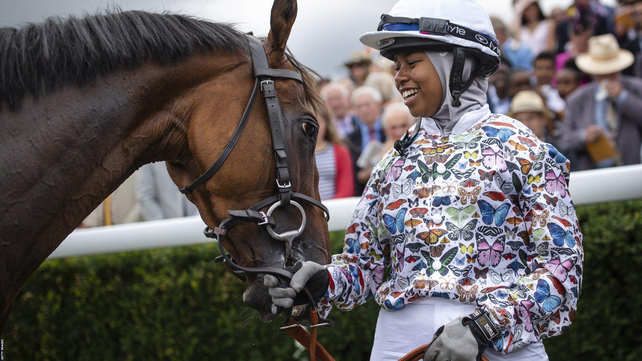 Khadijah Mellah and Haverland after winning the Magnolia Cup at Goodwood in August 2019