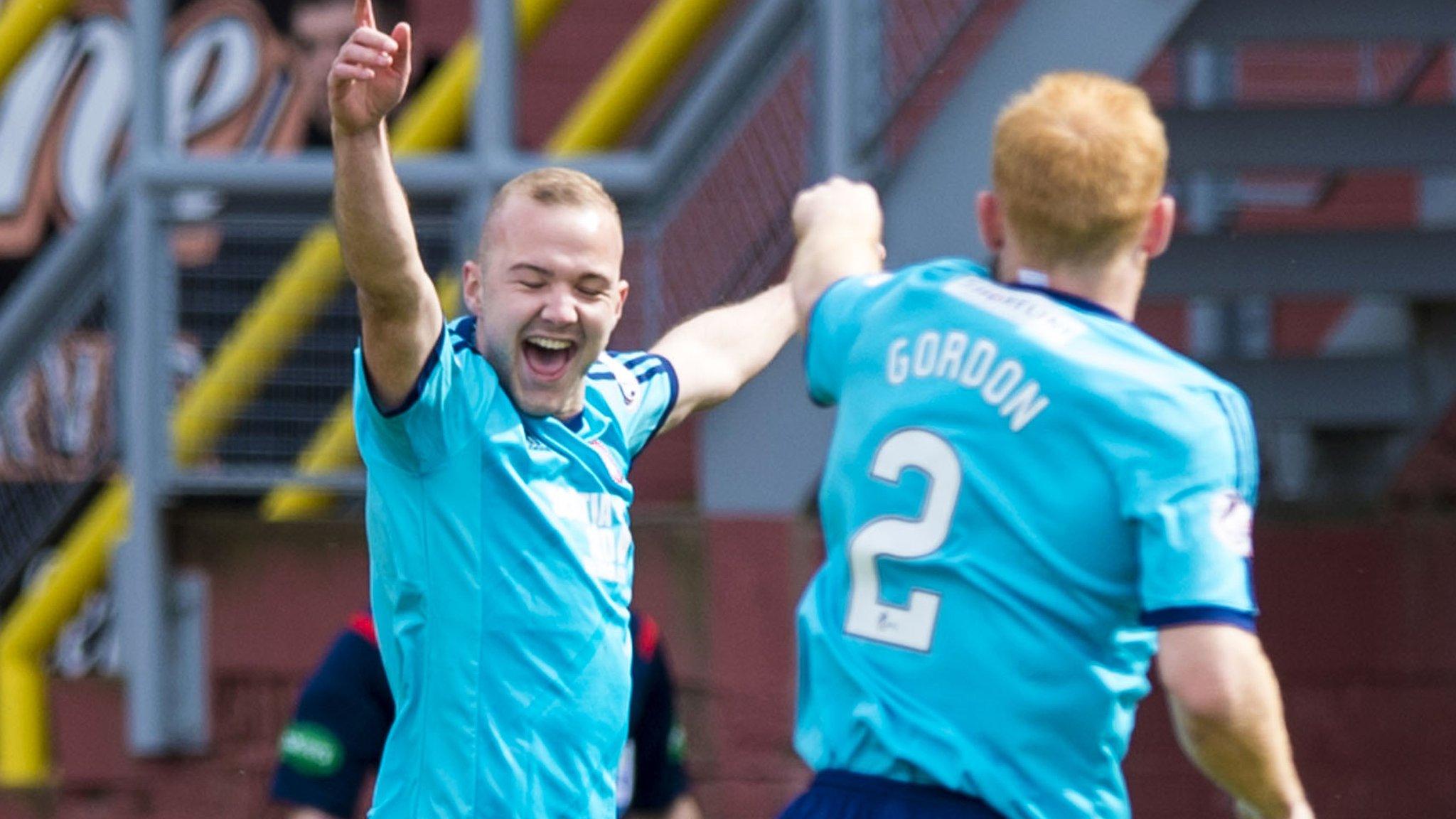 Hamilton's Grant Gillespie (rleft) celebrates his goal