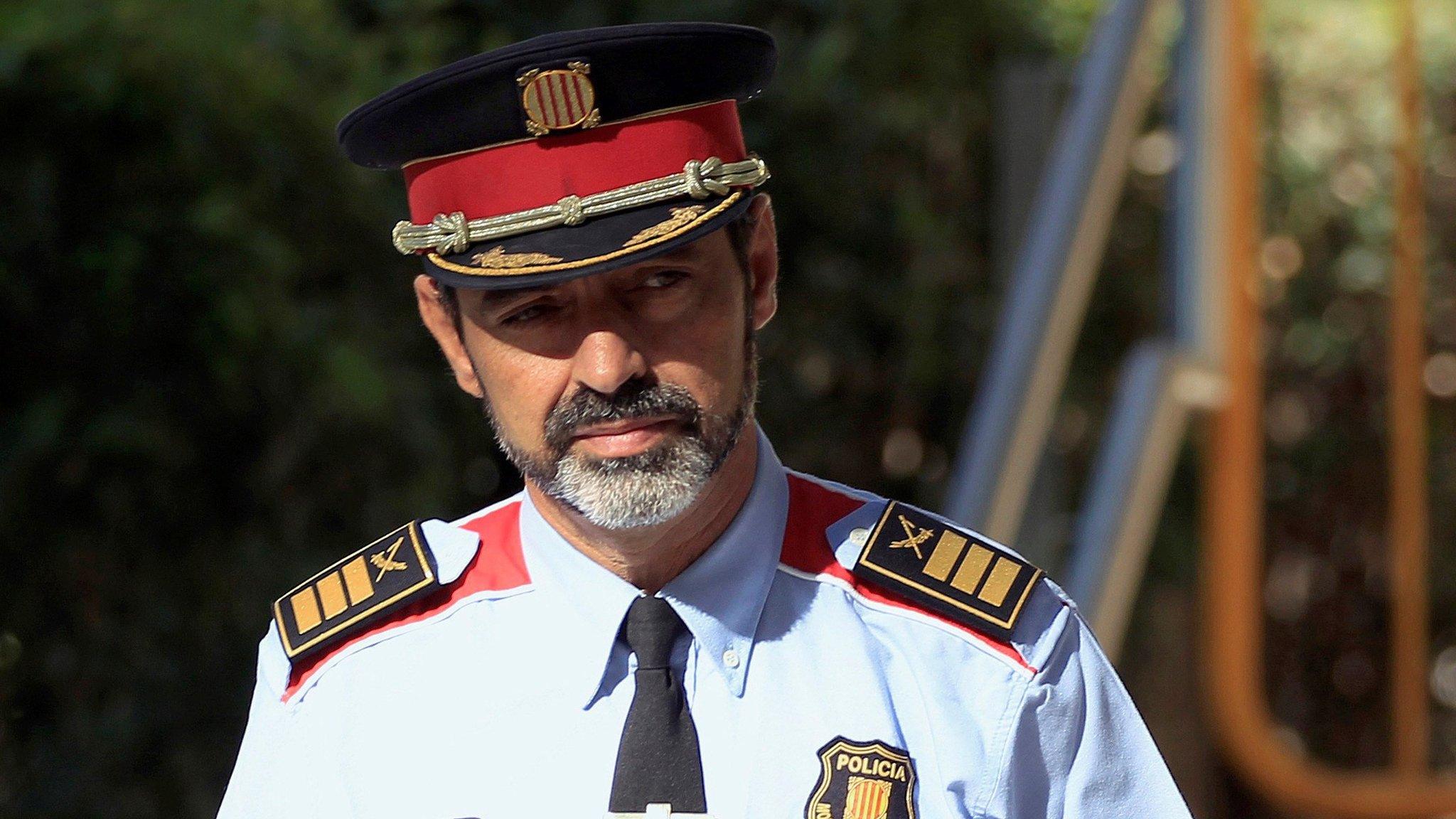 Josep Lluis Trapero - former chief of the Catalan regional police force, the Mossos d'Esquadra - arrives at the National Court in Madrid, Spain, on 6 October 2017