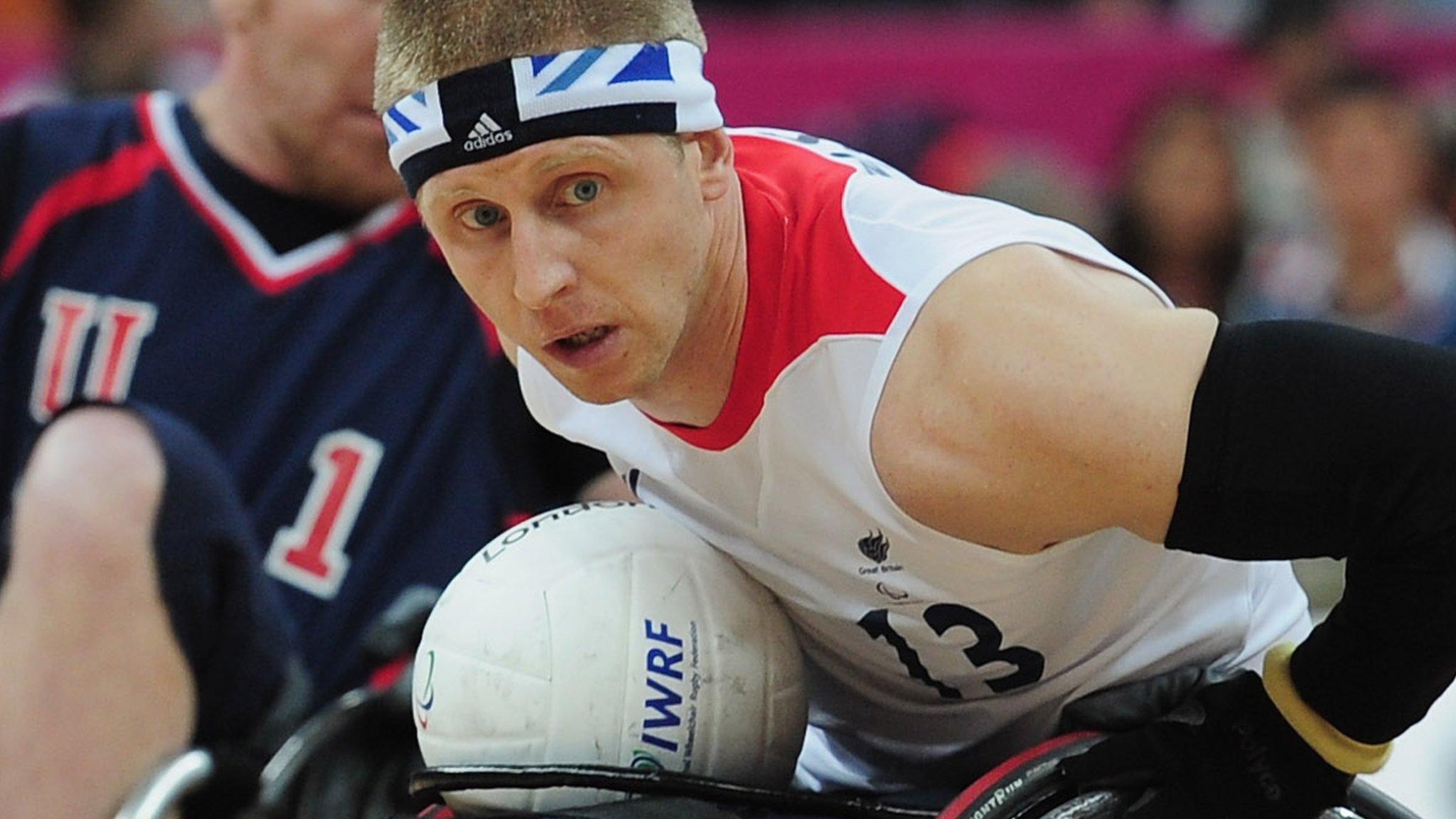 Aaron Phipps in wheelchair rugby action at London 2012