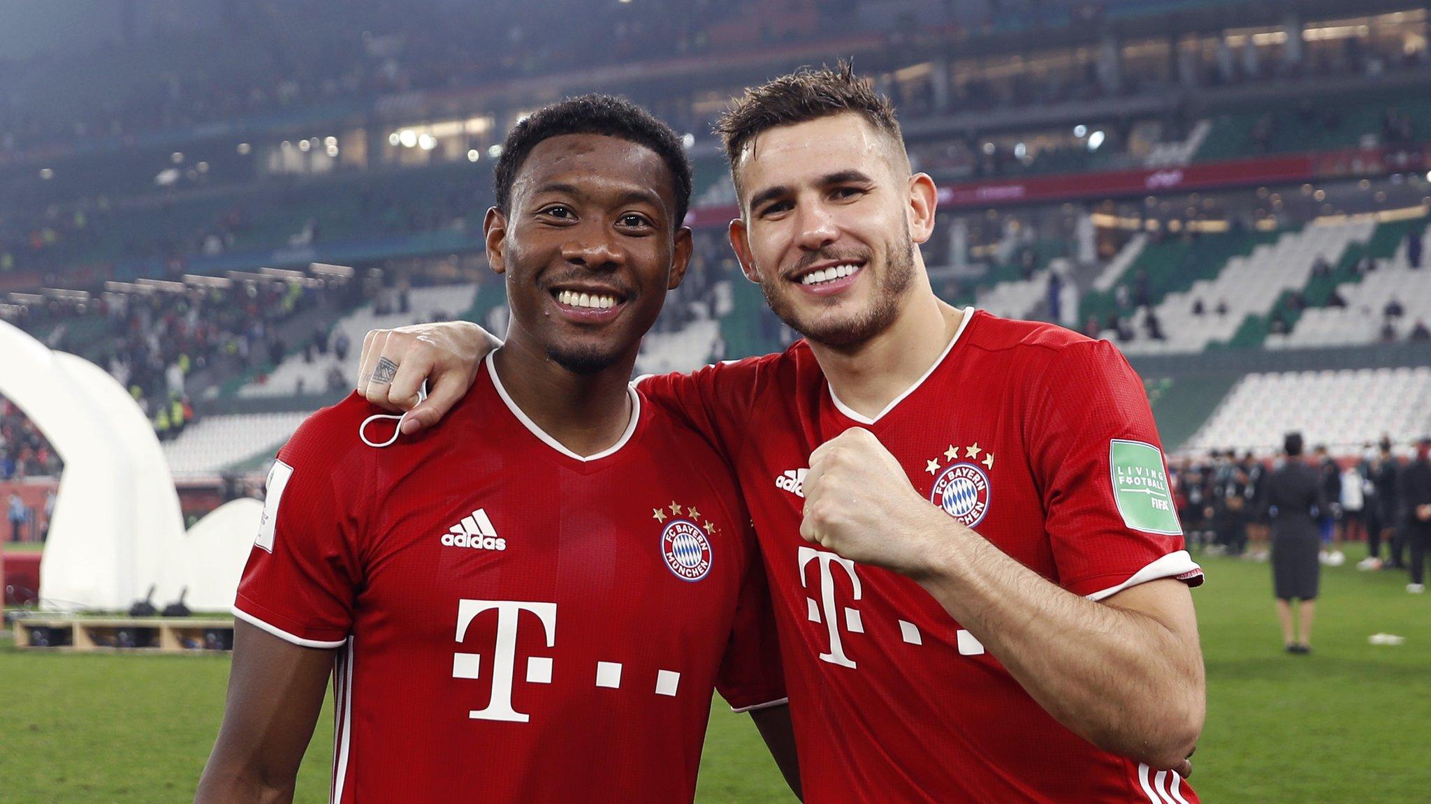 Bayern Munich's David Alaba and Lucas Hernandez