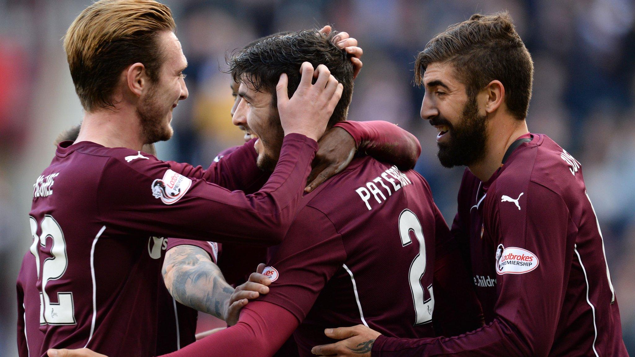 Hearts celebrate Callum Paterson's first-half strike