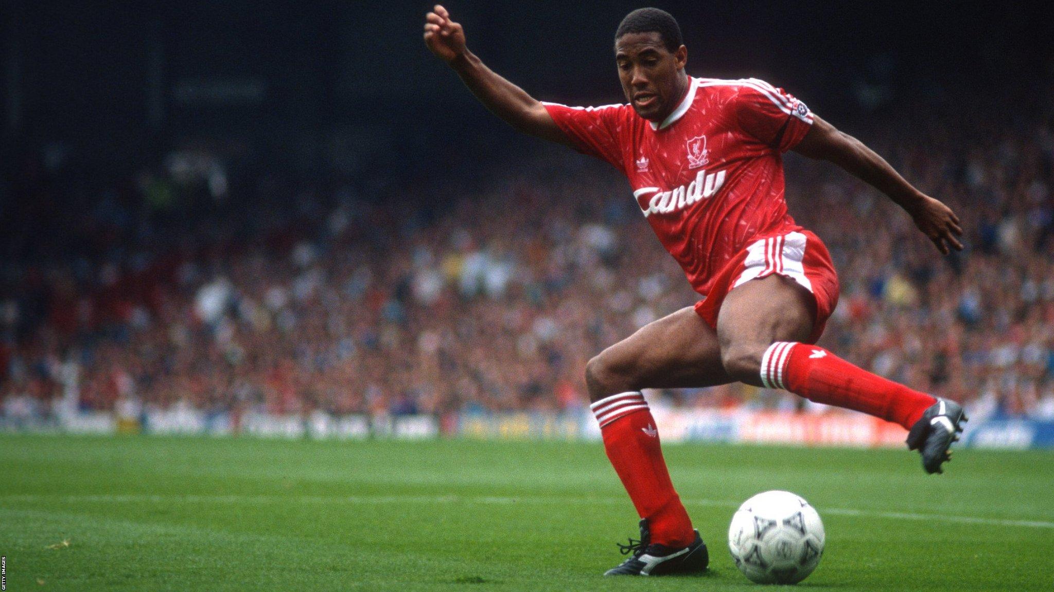 John Barnes performs a Cruyff turn against Manchester United in 1990