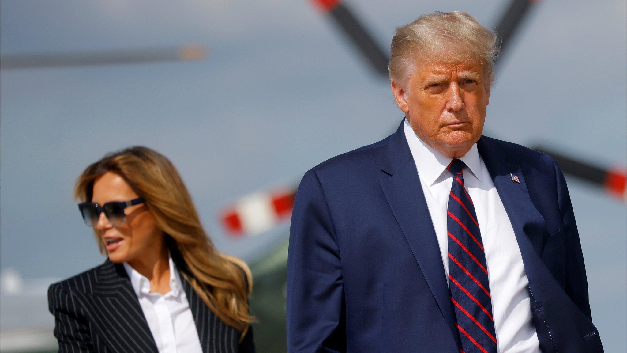 Donald and Melania Trump boarding Air Force One on Tuesday