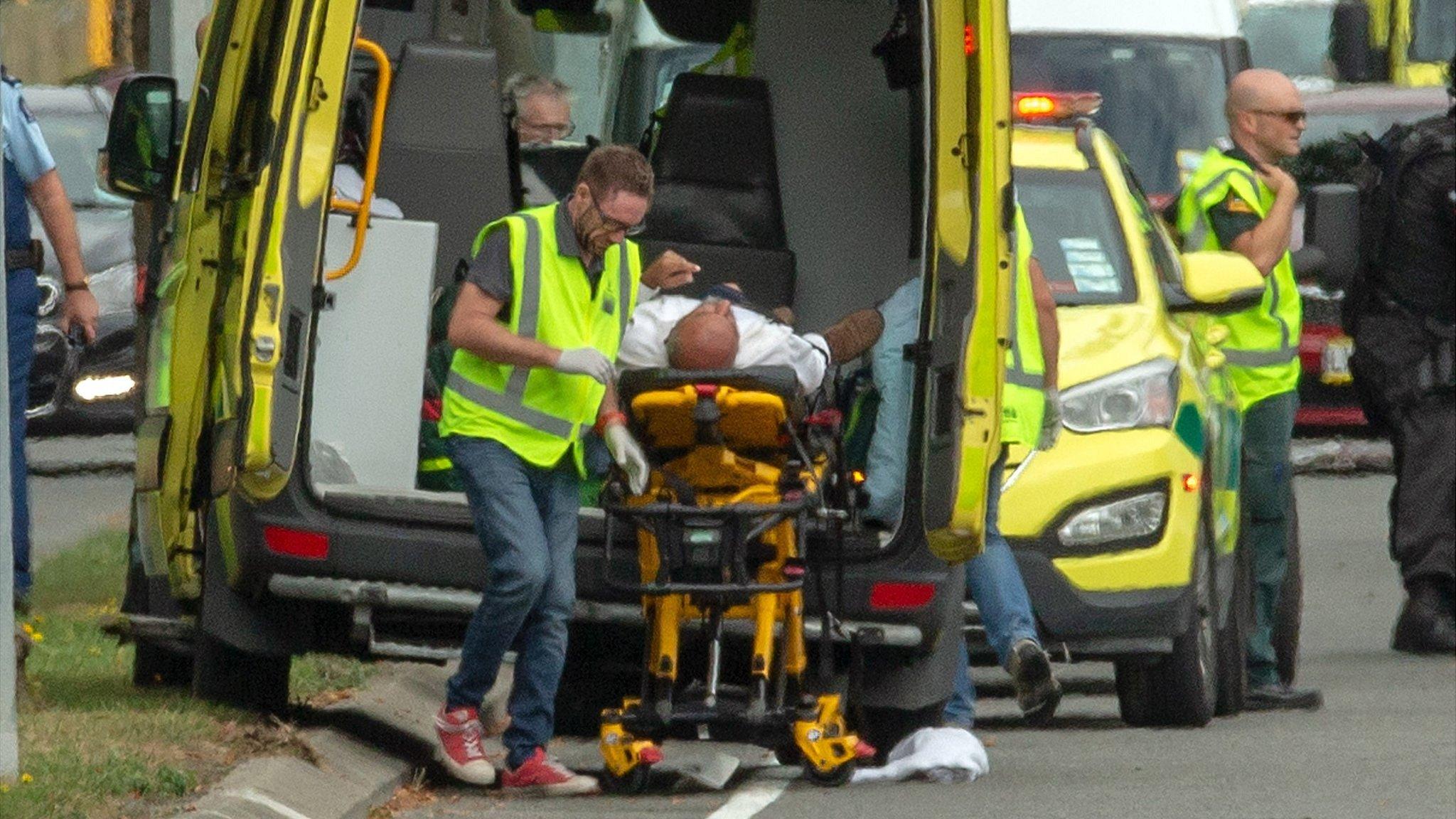 Ambulance carrying one of the injured