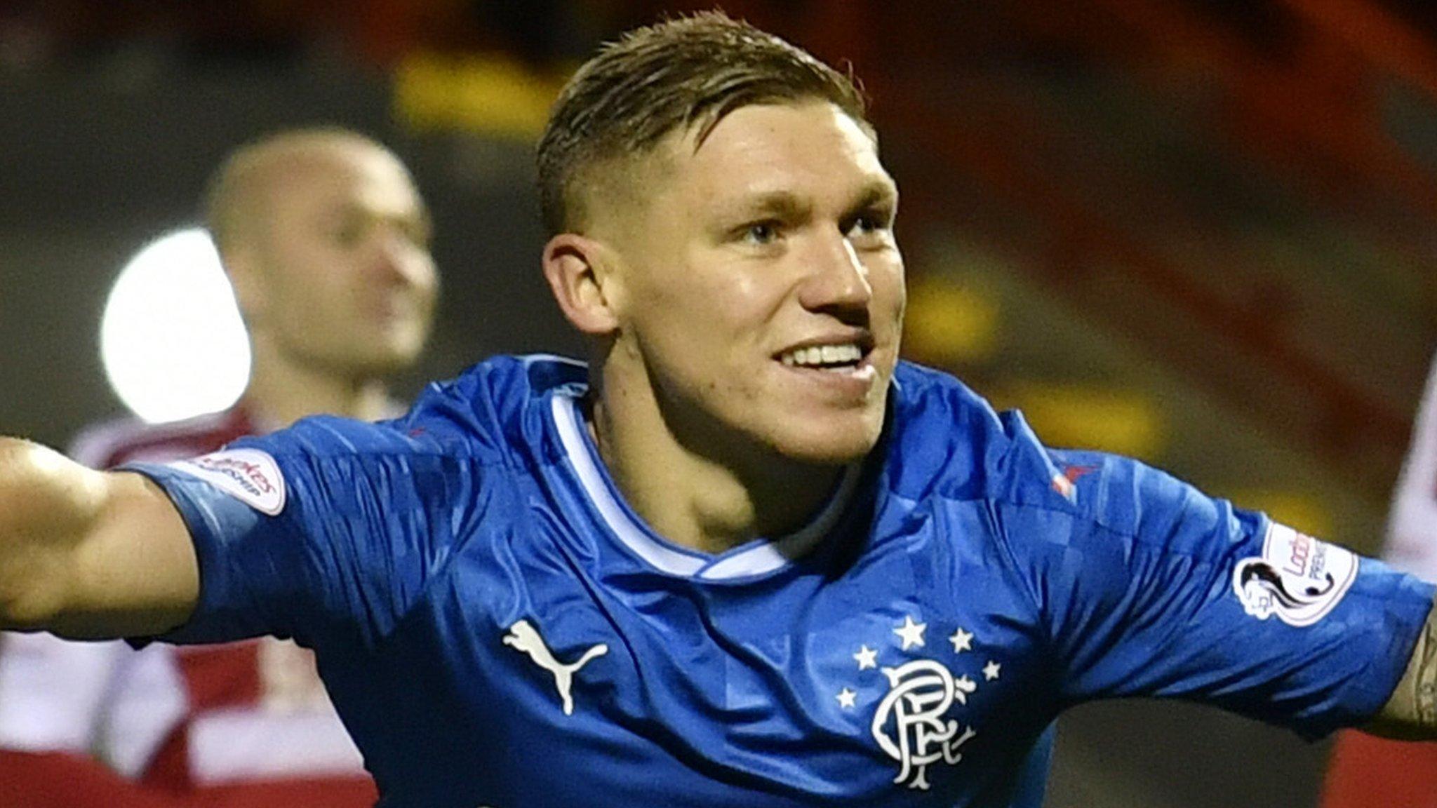 Rangers striker Martyn Waghorn celebrates