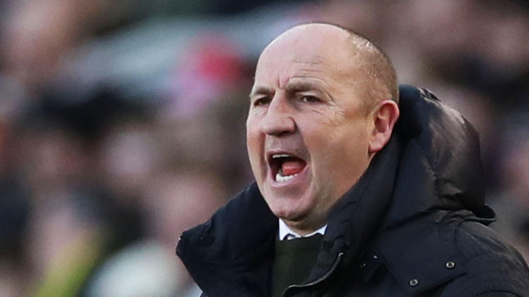 Accrington boss John Coleman barks orders at his players