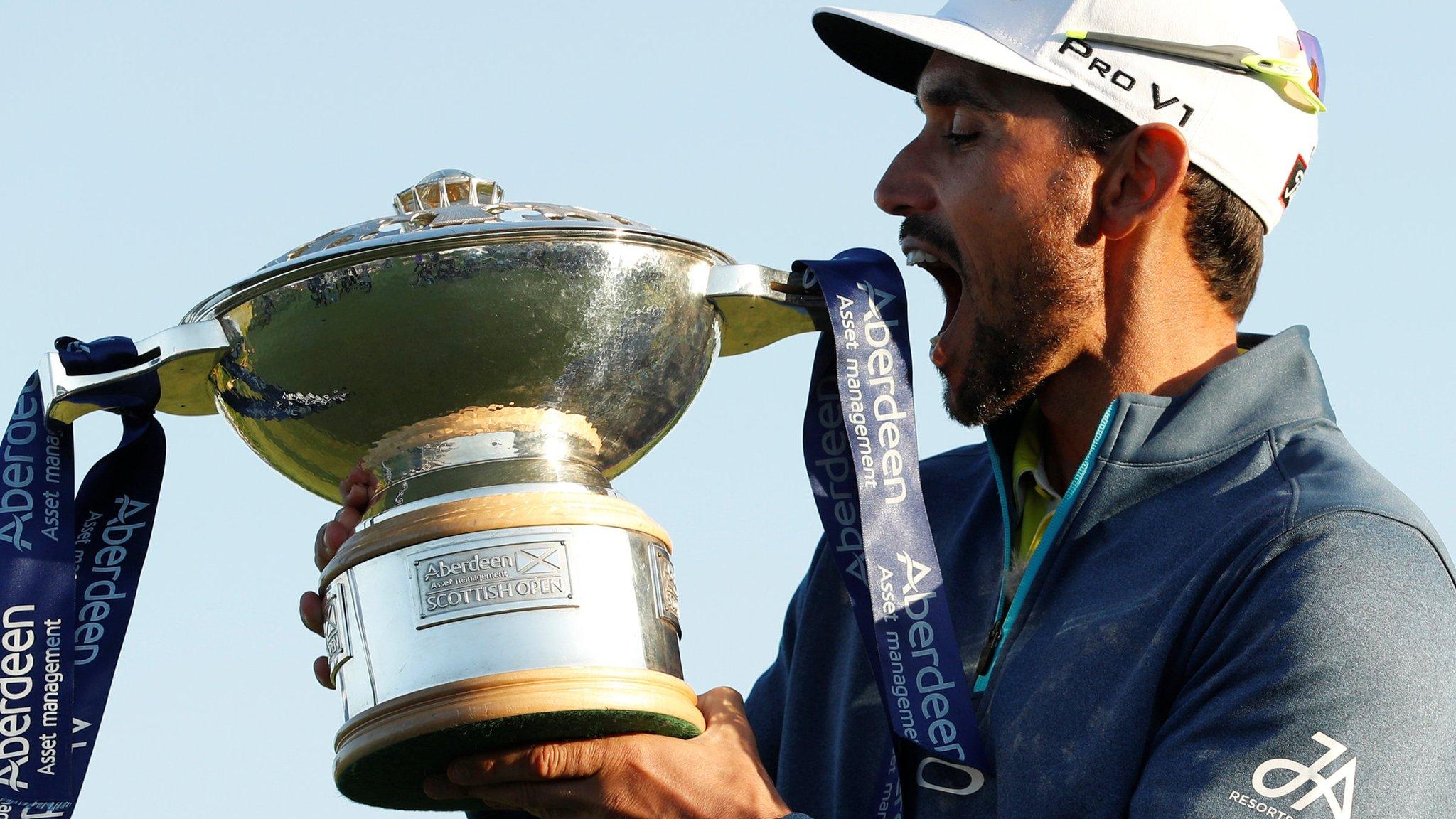 Rafa Cabrera-Bello celebrates victory