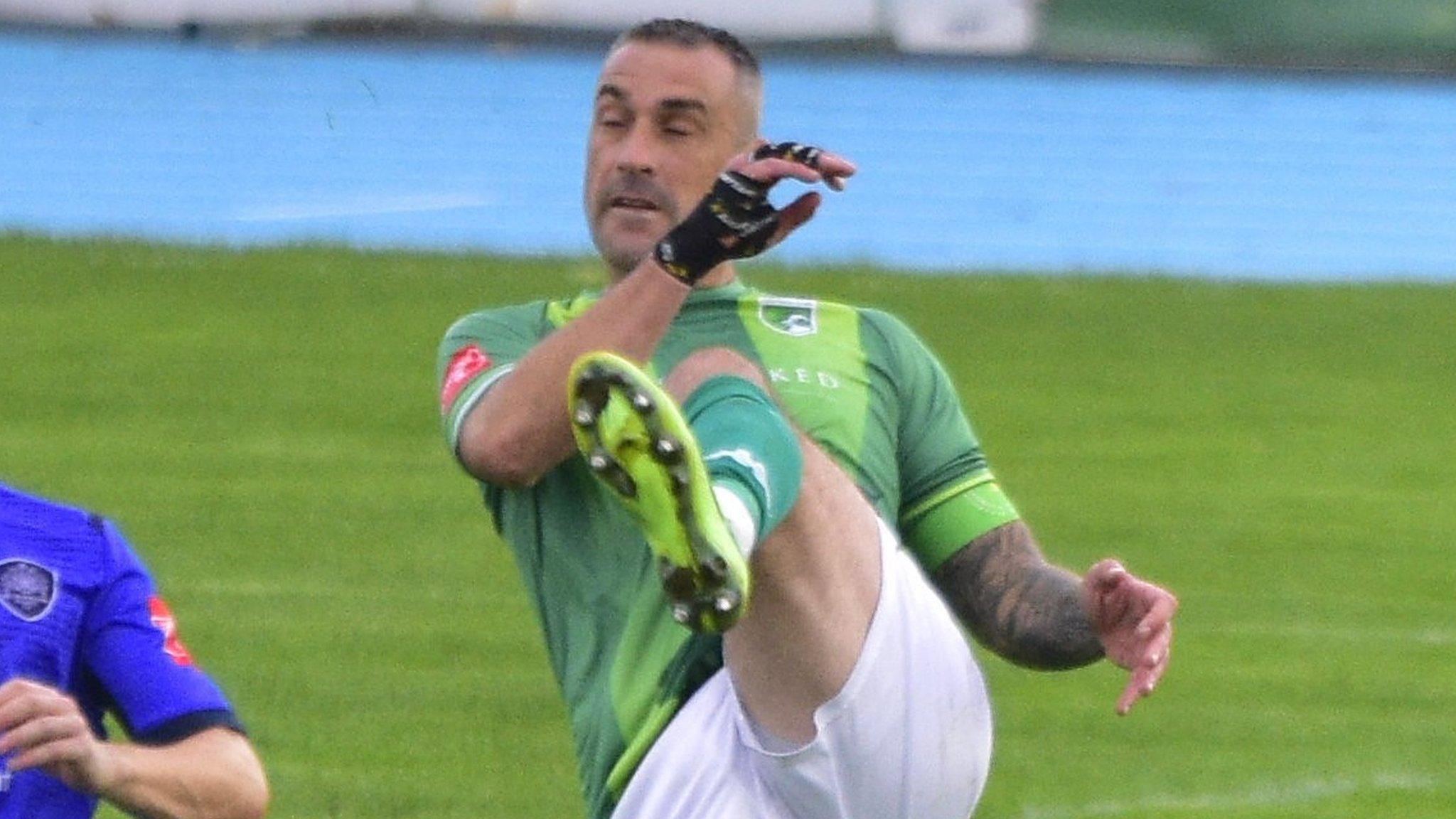 Jamie Dodd in action for Guernsey FC