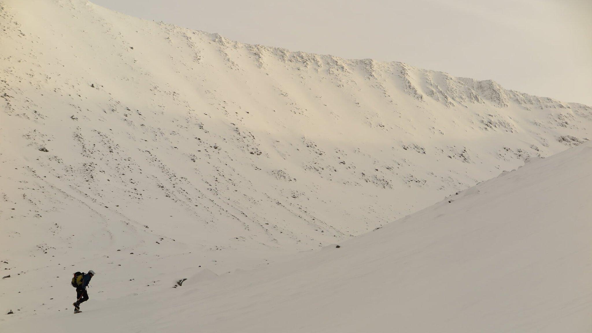 Hillwalker in Observatory Gully, Lochaber