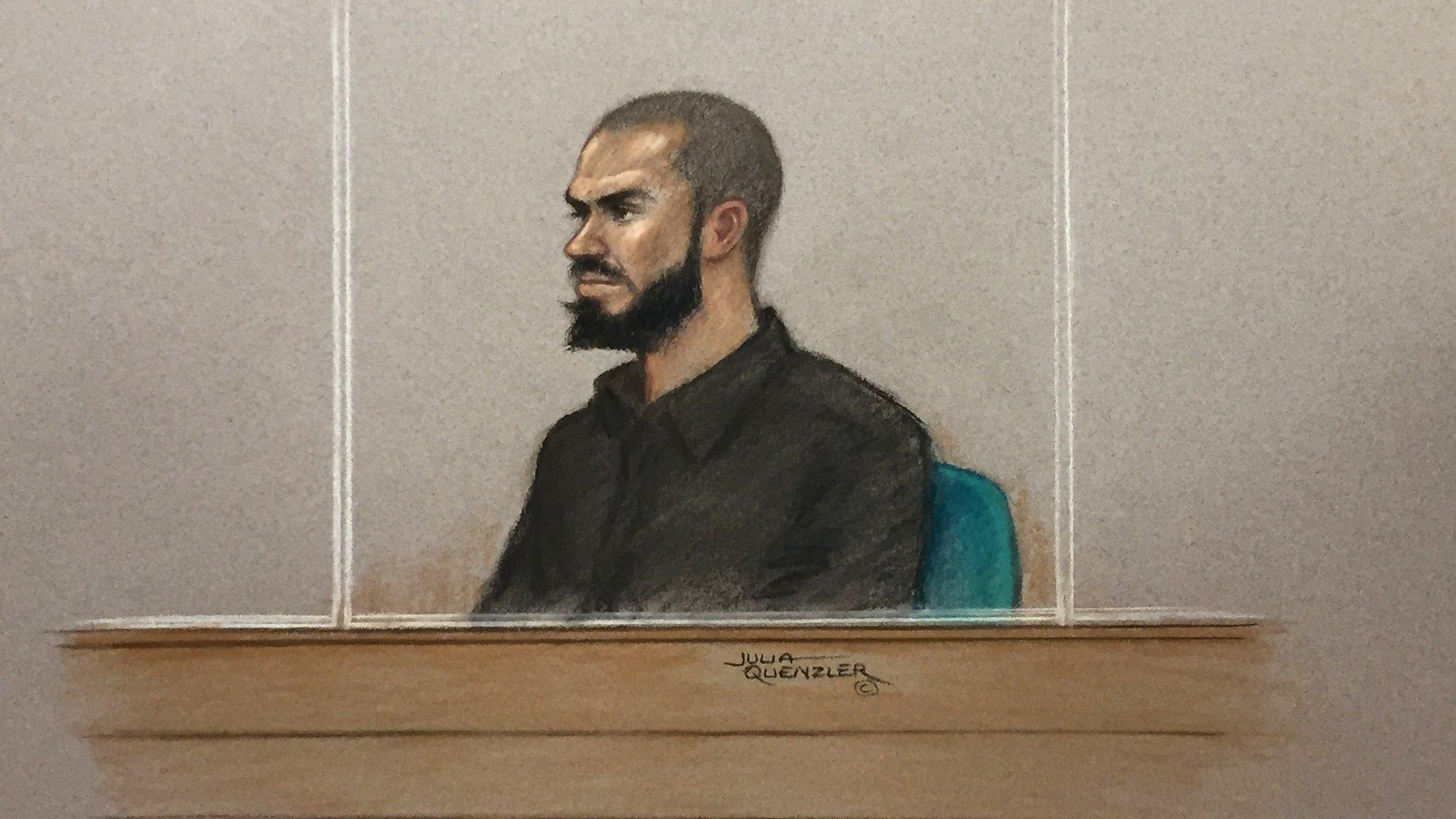 Court sketch of Khalid Ali