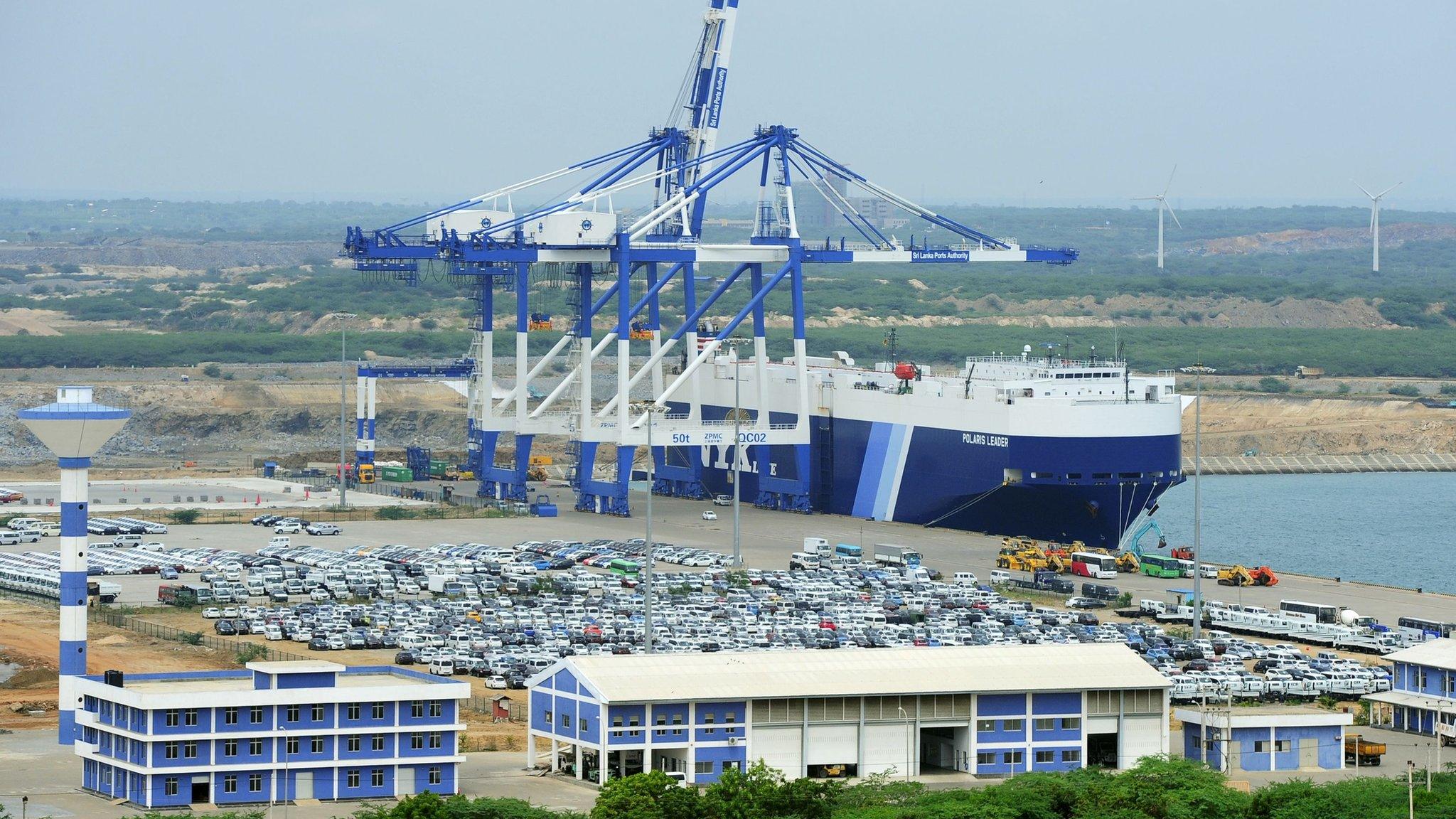 A general view of Sri Lanka's deep sea port facilities at Hambantota on February 10, 2015