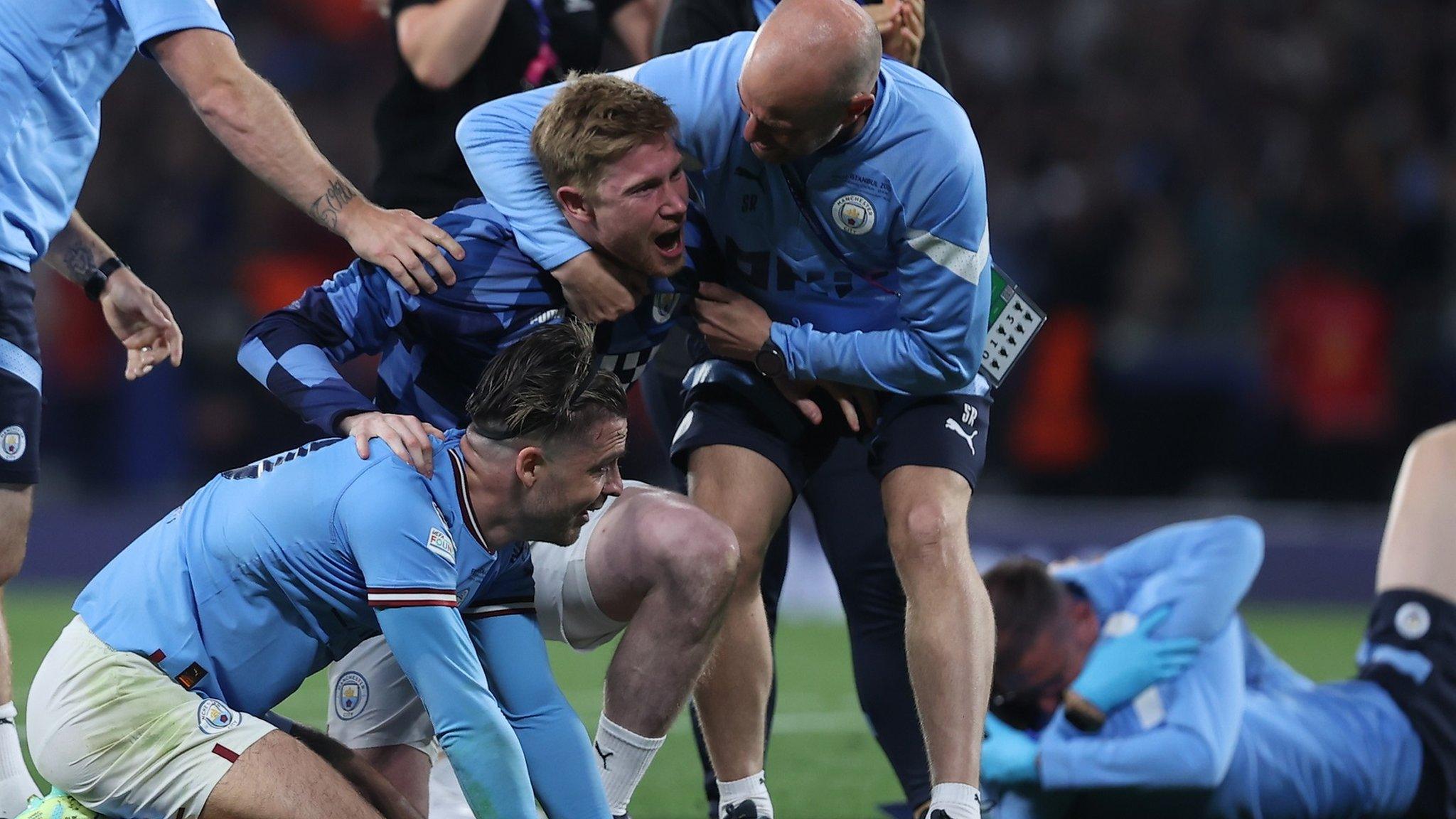 Manchester City players celebrate