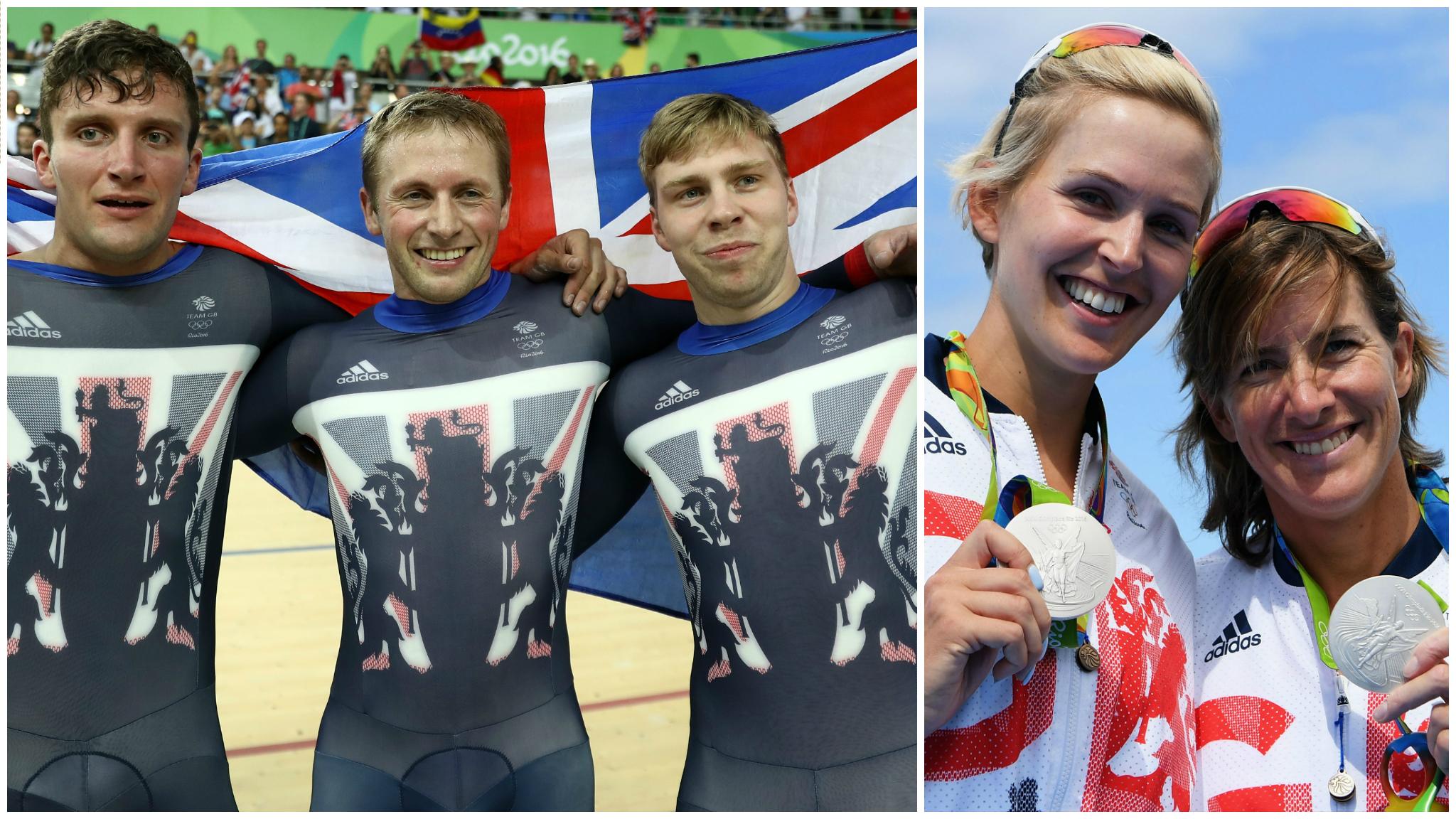 Split pic of British cyclists and rowers