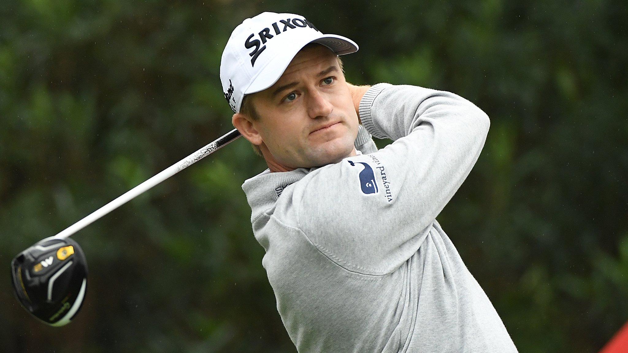 Russell Knox tees off at the 18th hole on day two of the WGC-HSBC Champions event