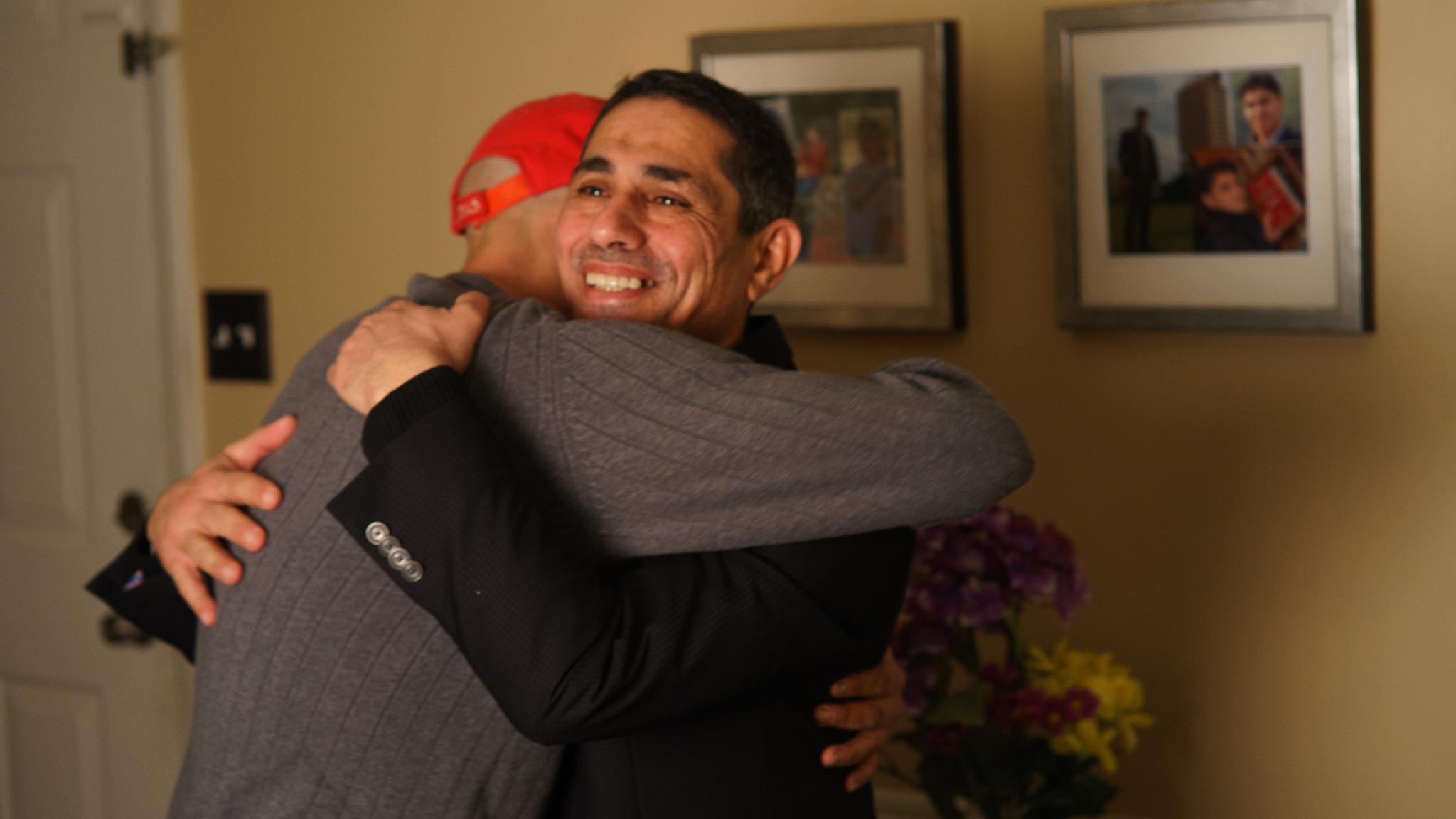 Jeff and Alaa hug