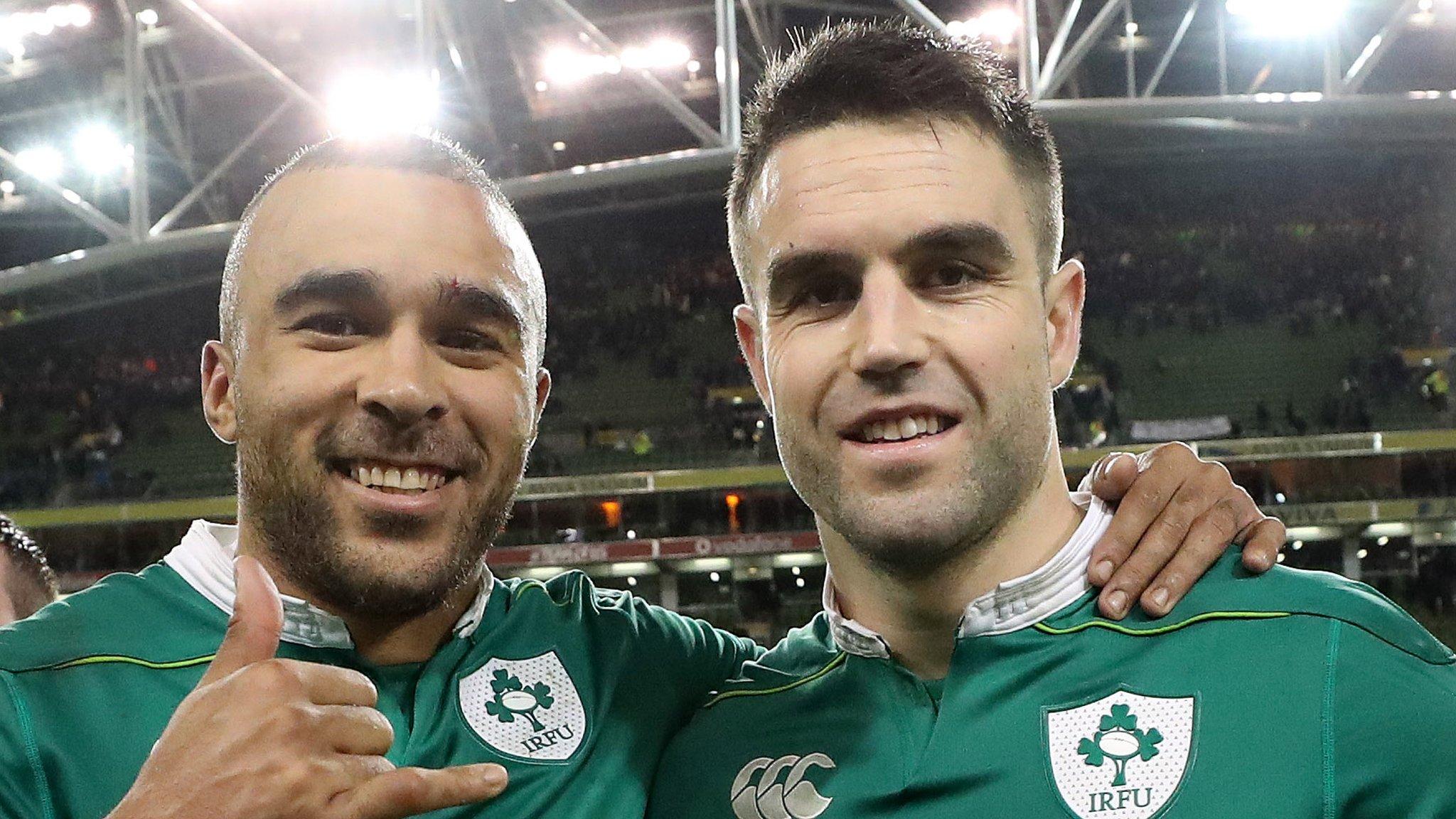 Ireland's Simon Zebo and Conor Murray