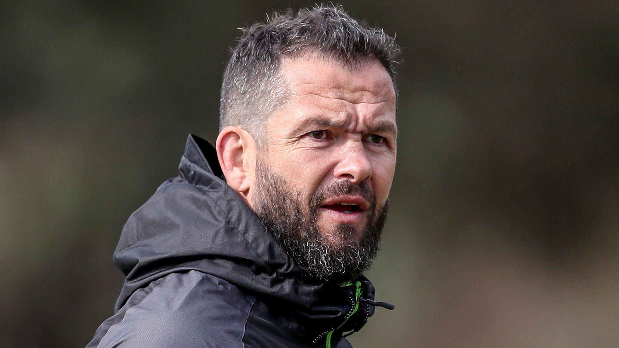 Defence coach Andy Farrell surveys Ireland training in Melbourne on Tuesday