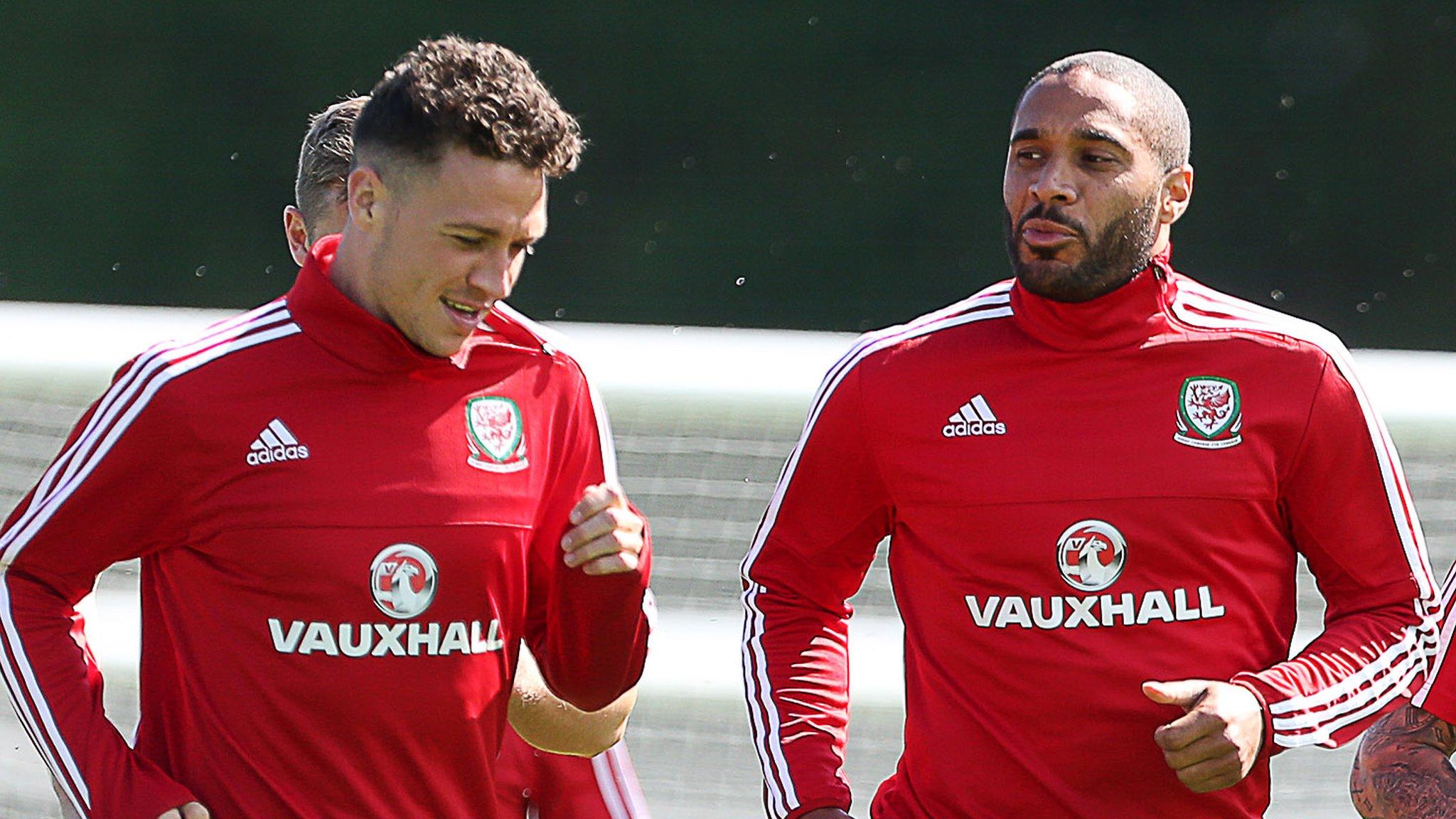 Welsh central defenders James Chester and Ashley Williams