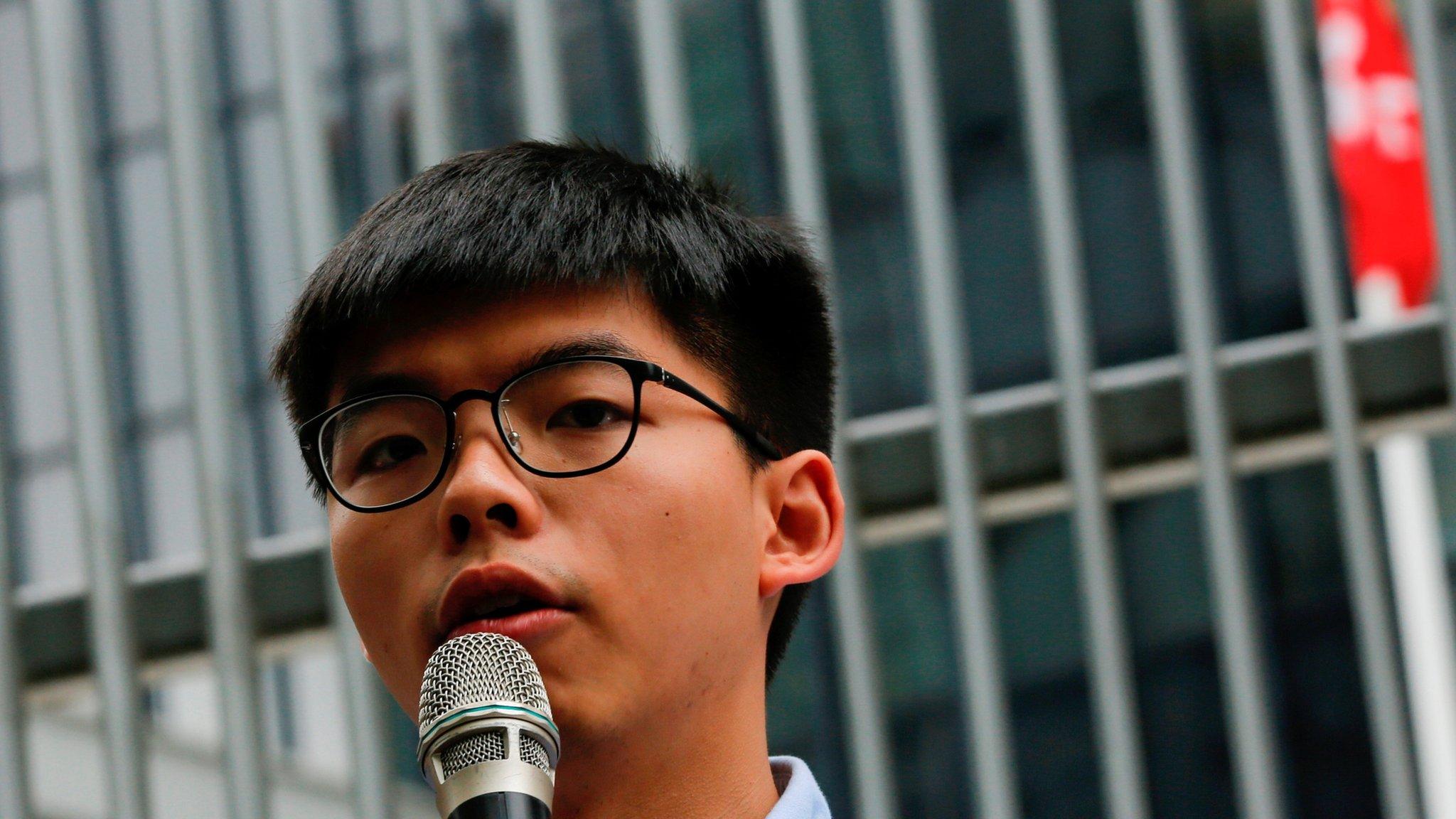 Pro-democracy activist Joshua Wong speaks to journalists after being disqualified from running in the local district"s council elections in November, in Hong Kong, China October 29, 2019.