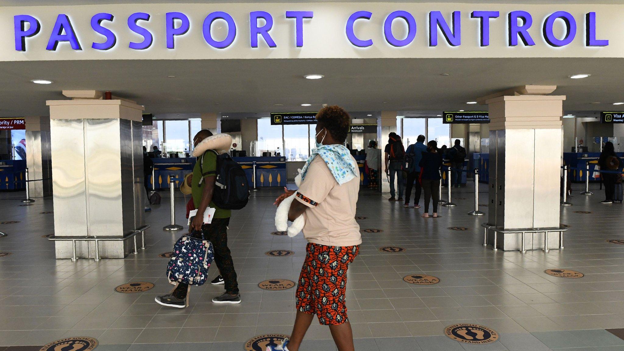 Passport control at an airport