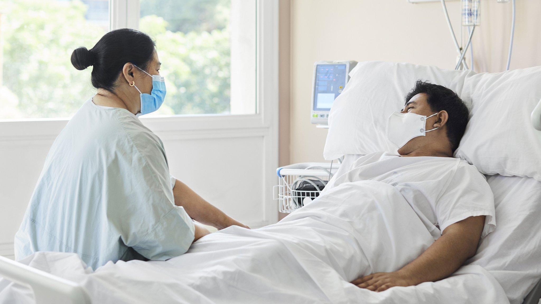 Patient being visited in hospital