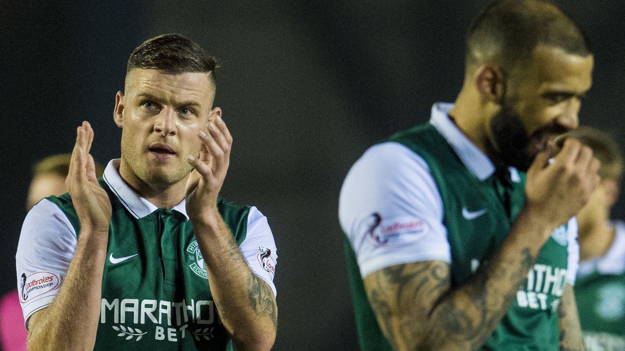 Hibernian striker Anthony Stokes celebrates