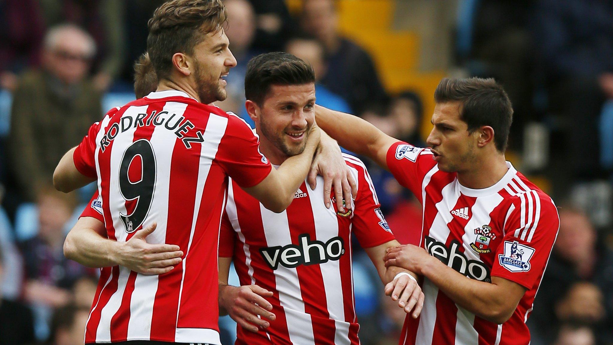 Southampton celebrate Shane Long's goal