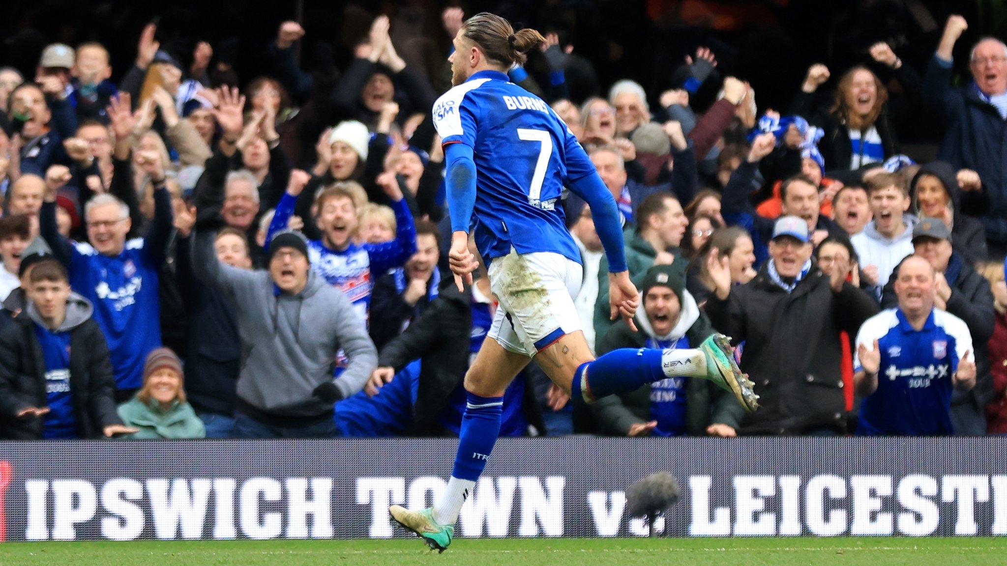 Wes Burns runs away celebrating his goal