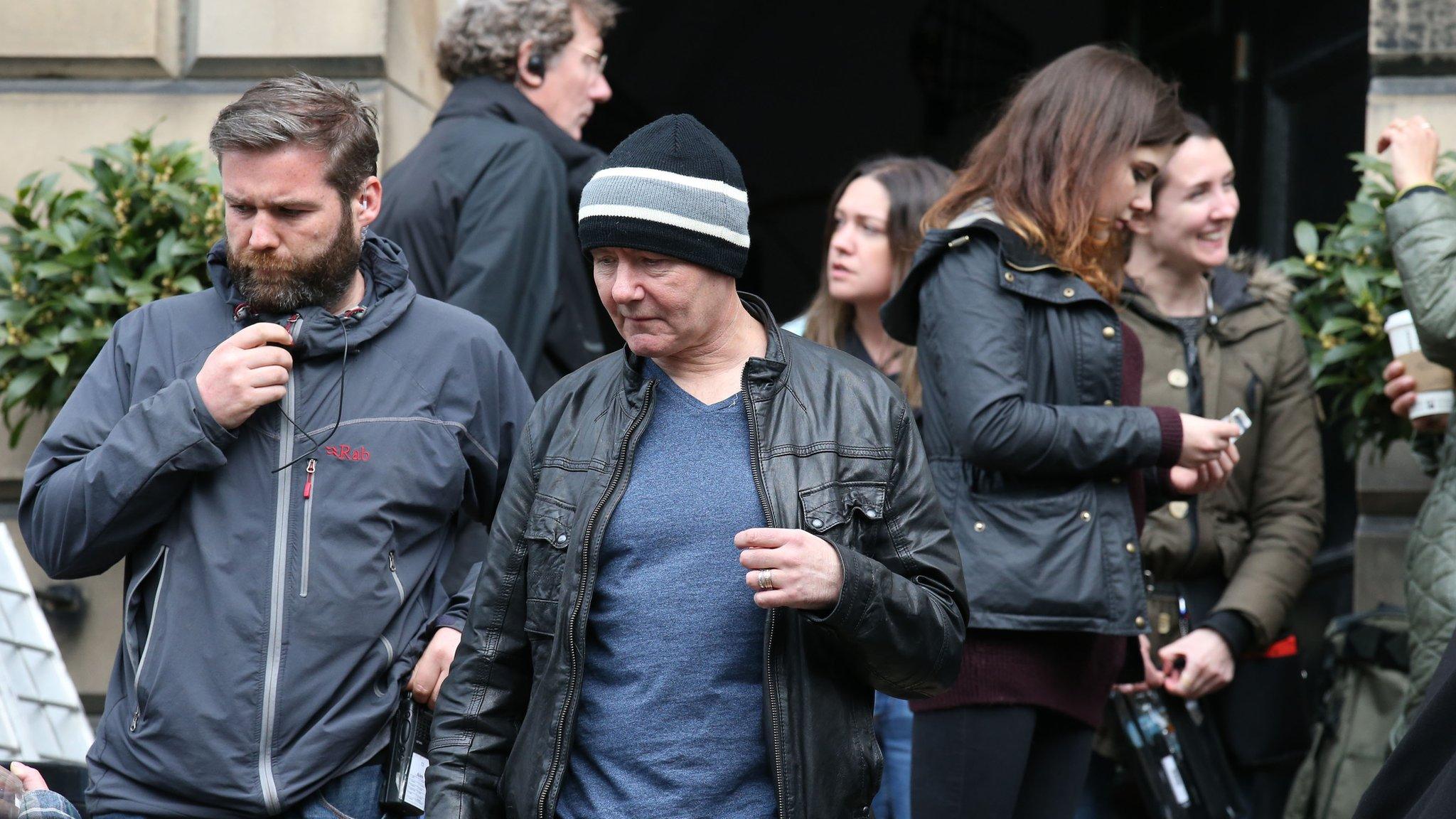 Irvine Welsh on the set of T2