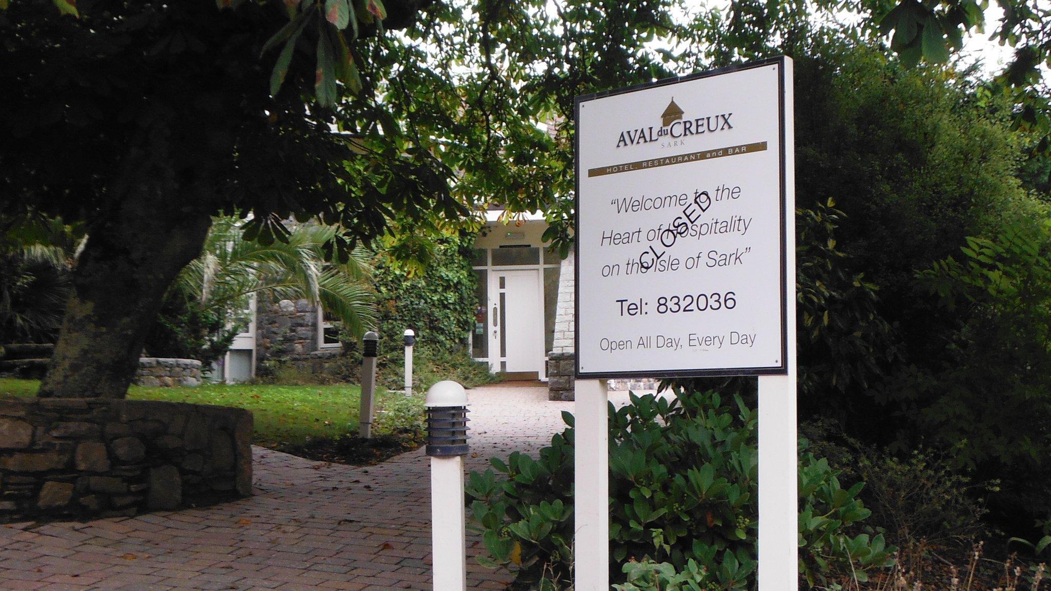 Aval de Creux Hotel in Sark with closed sign