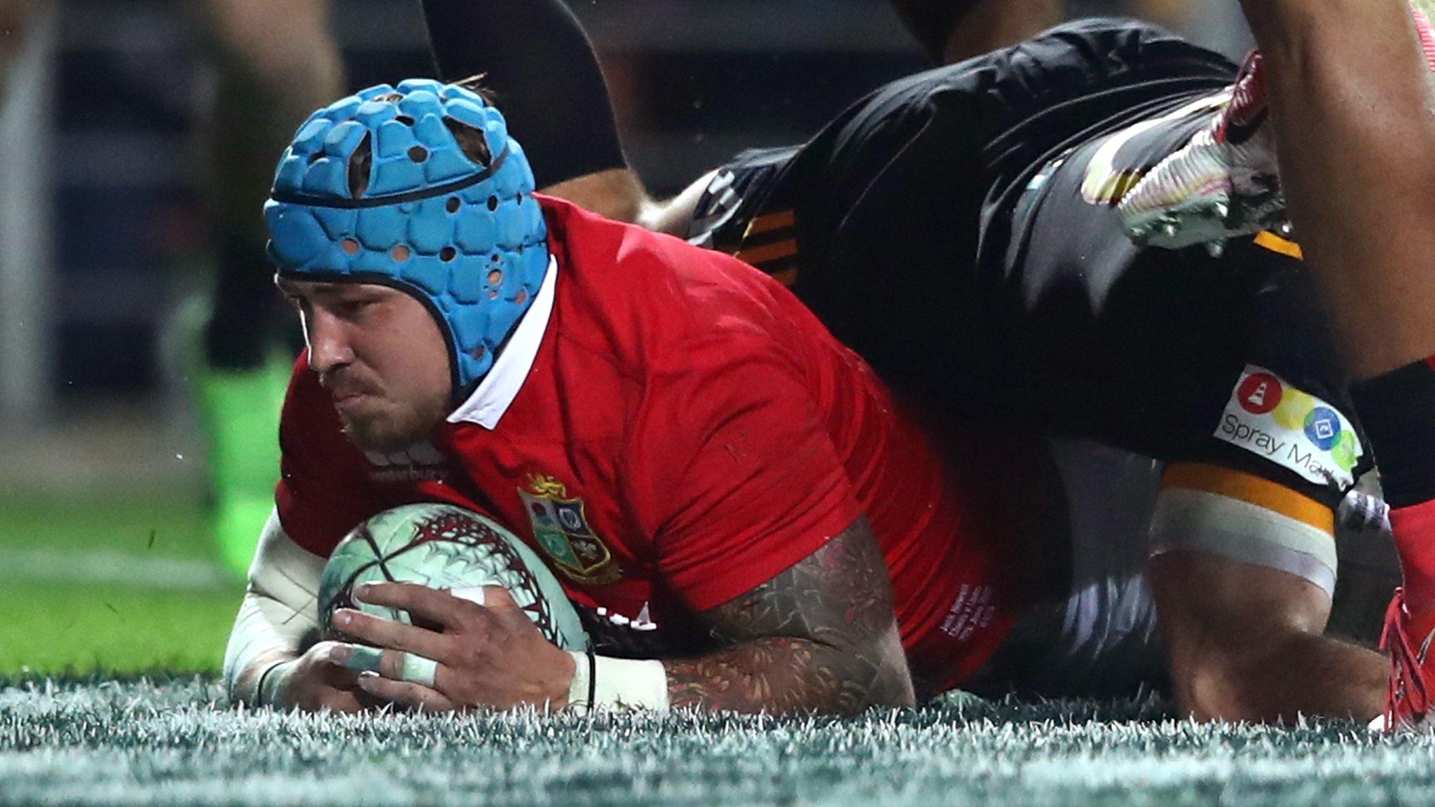 Jack Nowell scores a try for the Lions