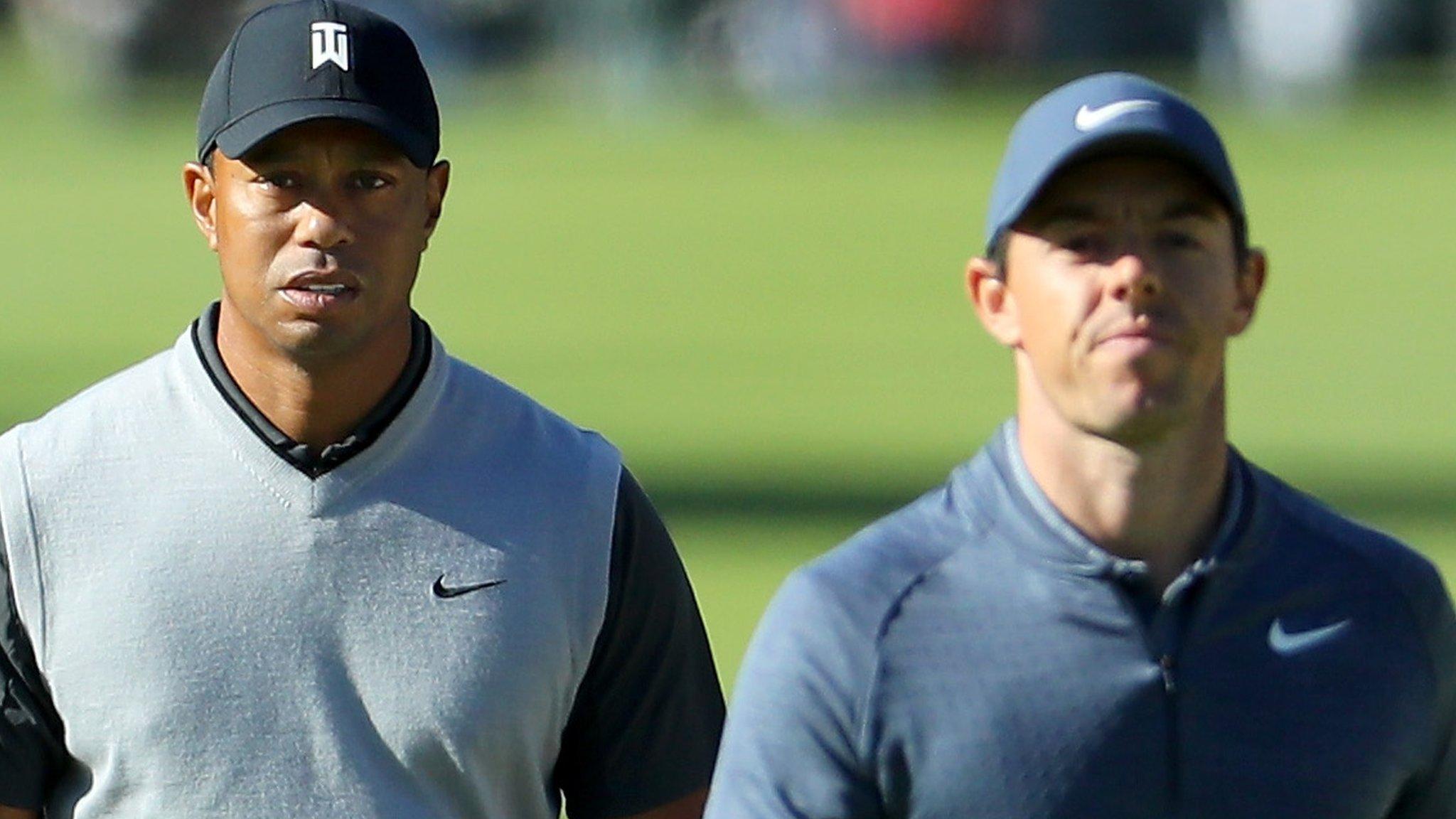 Tiger Woods and Rory McIlroy in first-round action in California