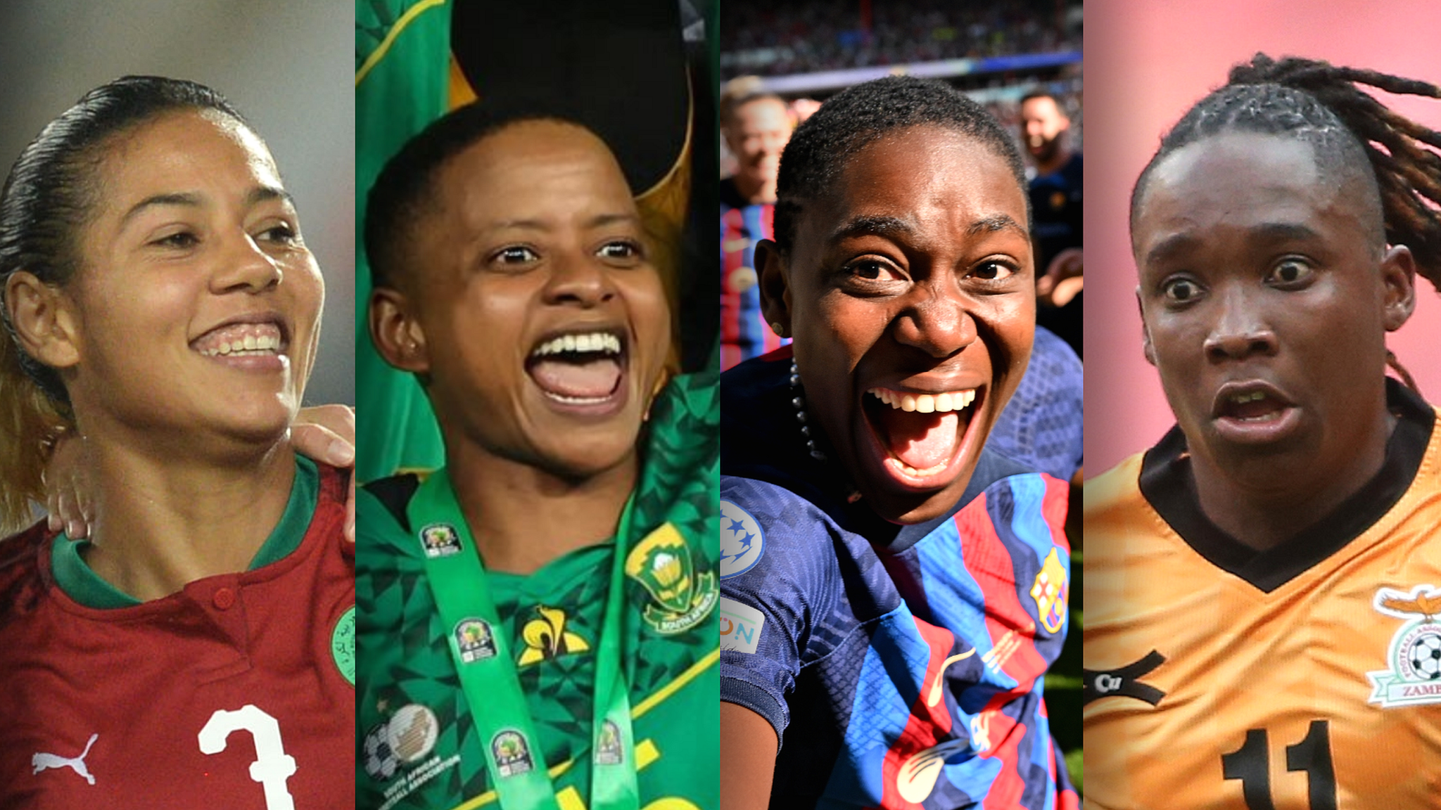 Ghizlane Chebbak, Refiloe Jane, Asisat Oshoala, Barbra Banda