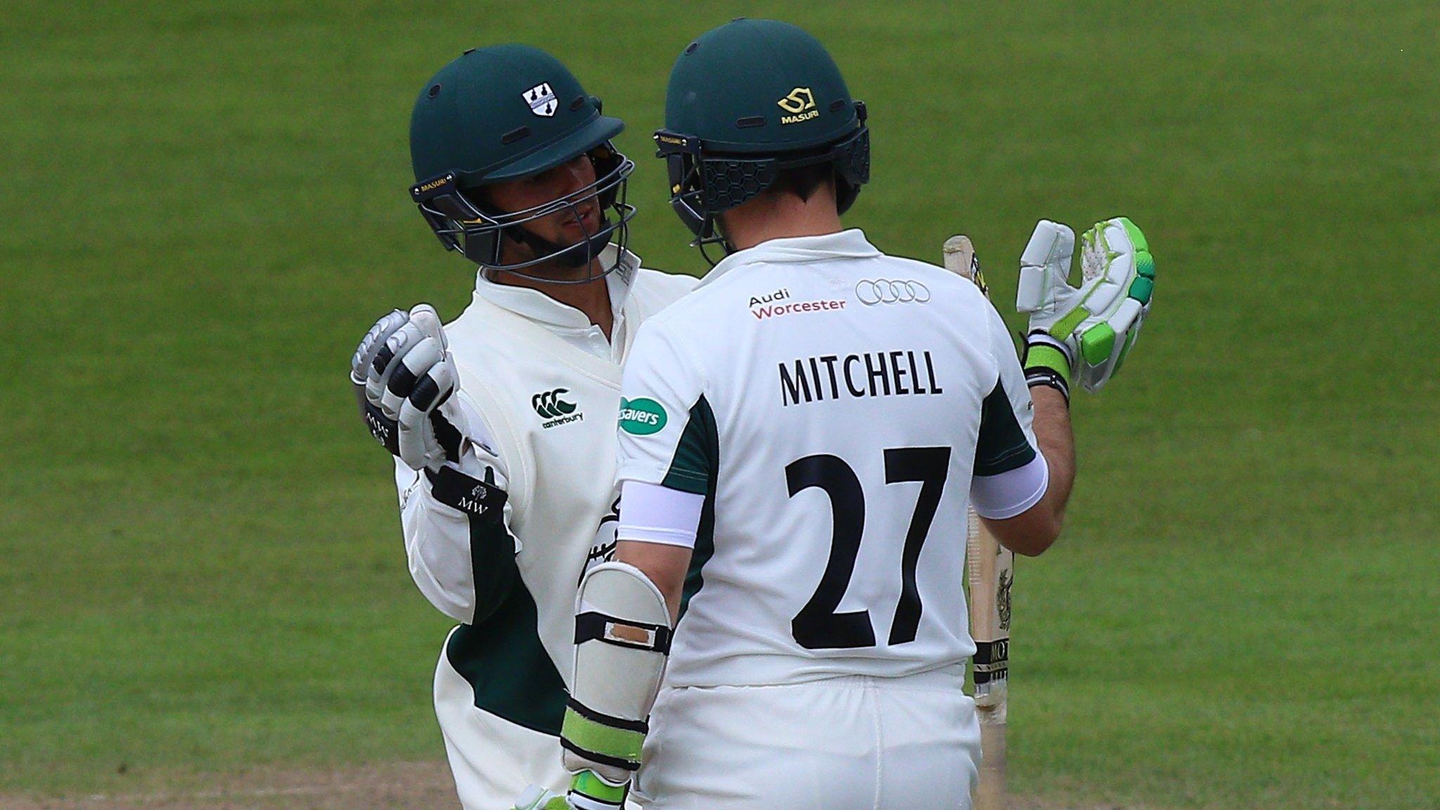 Worcestershire opening pair Daryl Mitchell and Brett D'Oliveira put on 243 together at Derby - within 66 runs of the county's 106-year-old first-wicket record