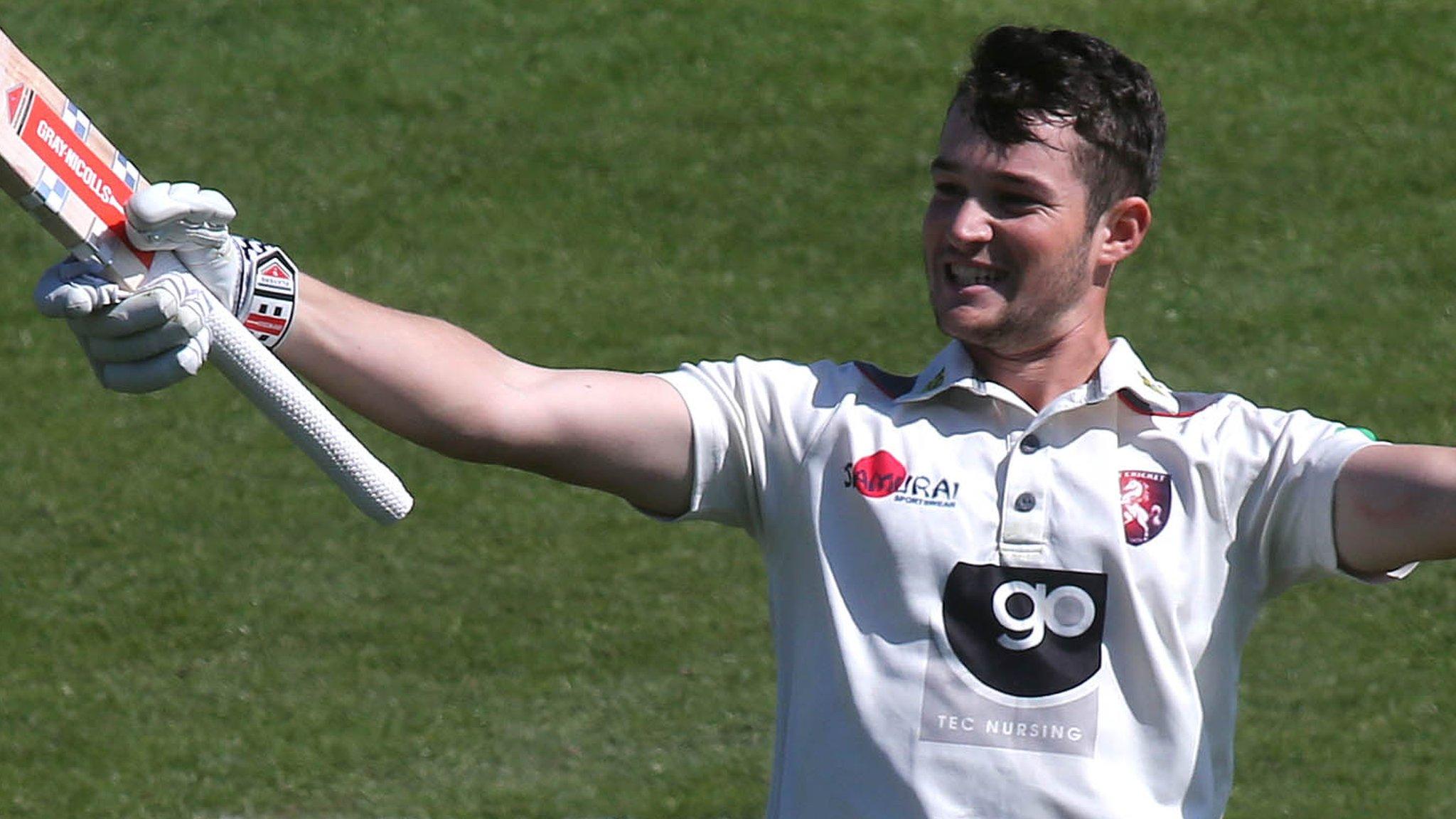 Kent's Ollie Robinson celebrates his century