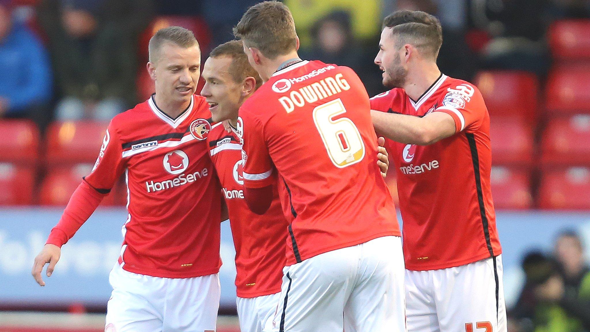 Walsall celebrate with Kieron Morris