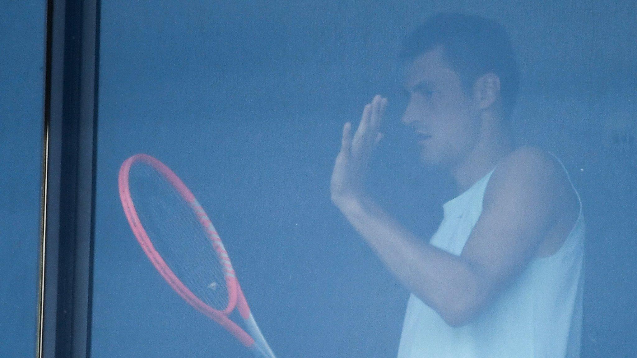 Australian player Bernard Tomic pictured inside his Melbourne hotel room