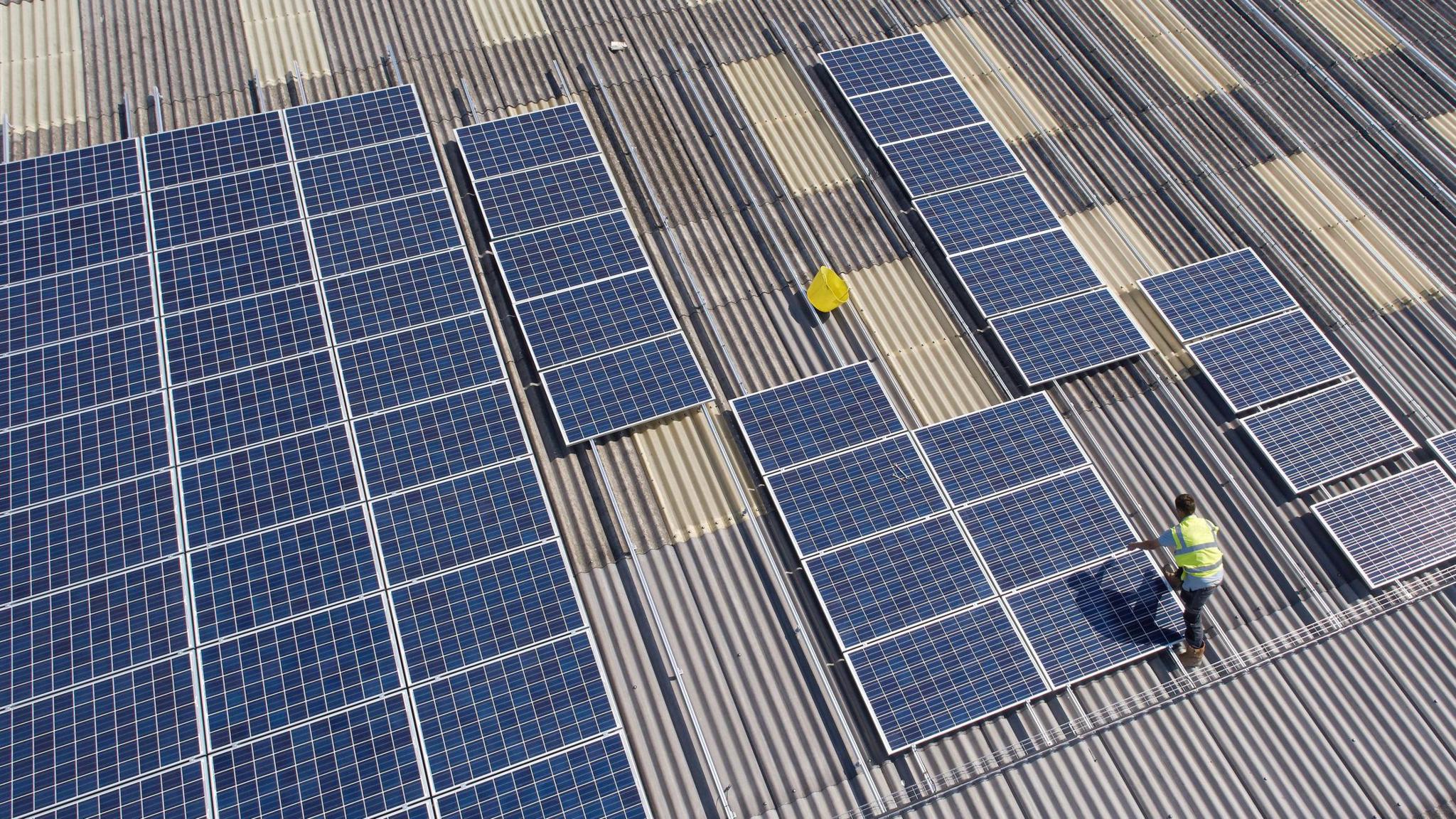 Solar Panel Installation - stock photo