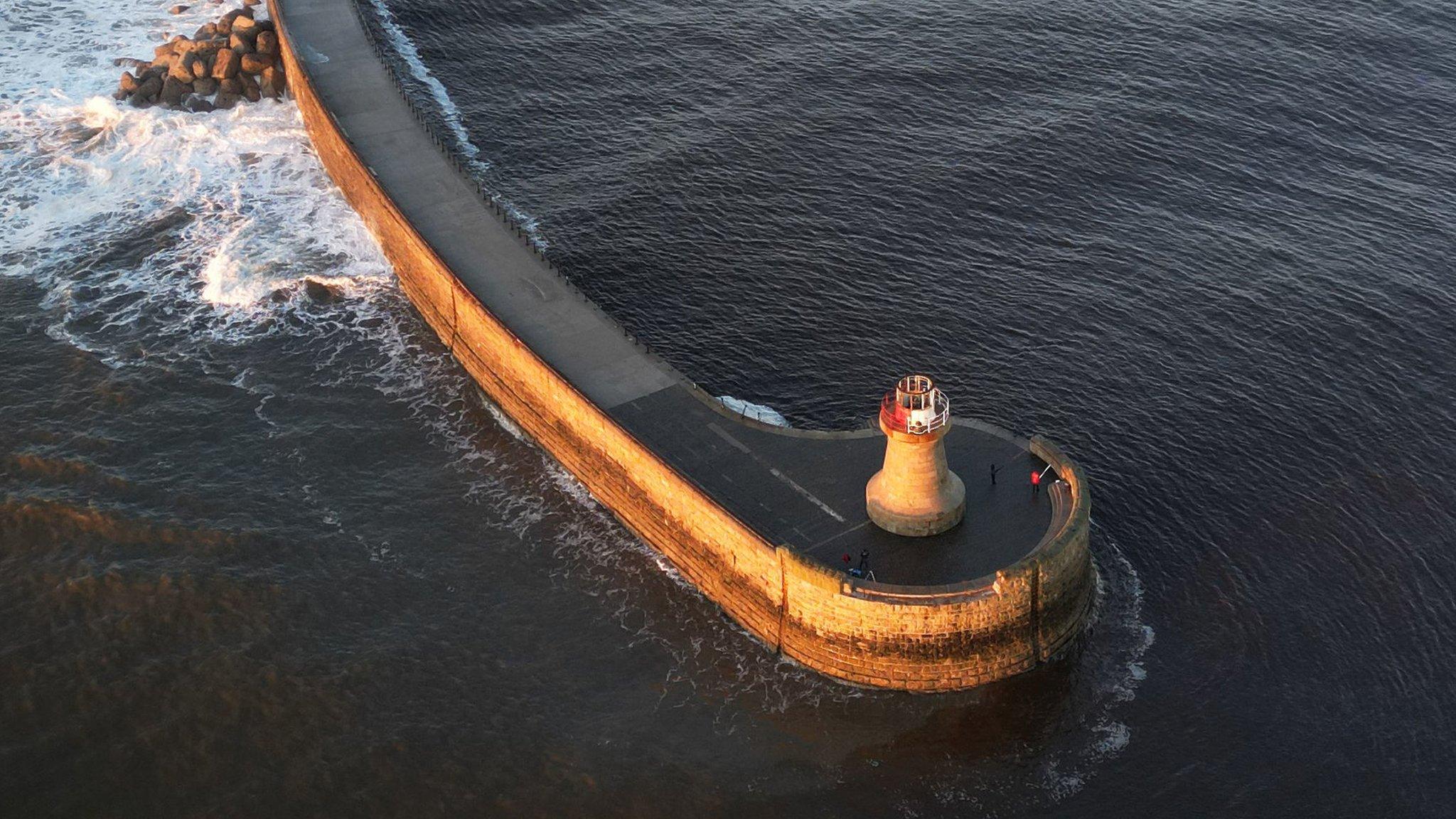 South Shields Pier after Storm Babet