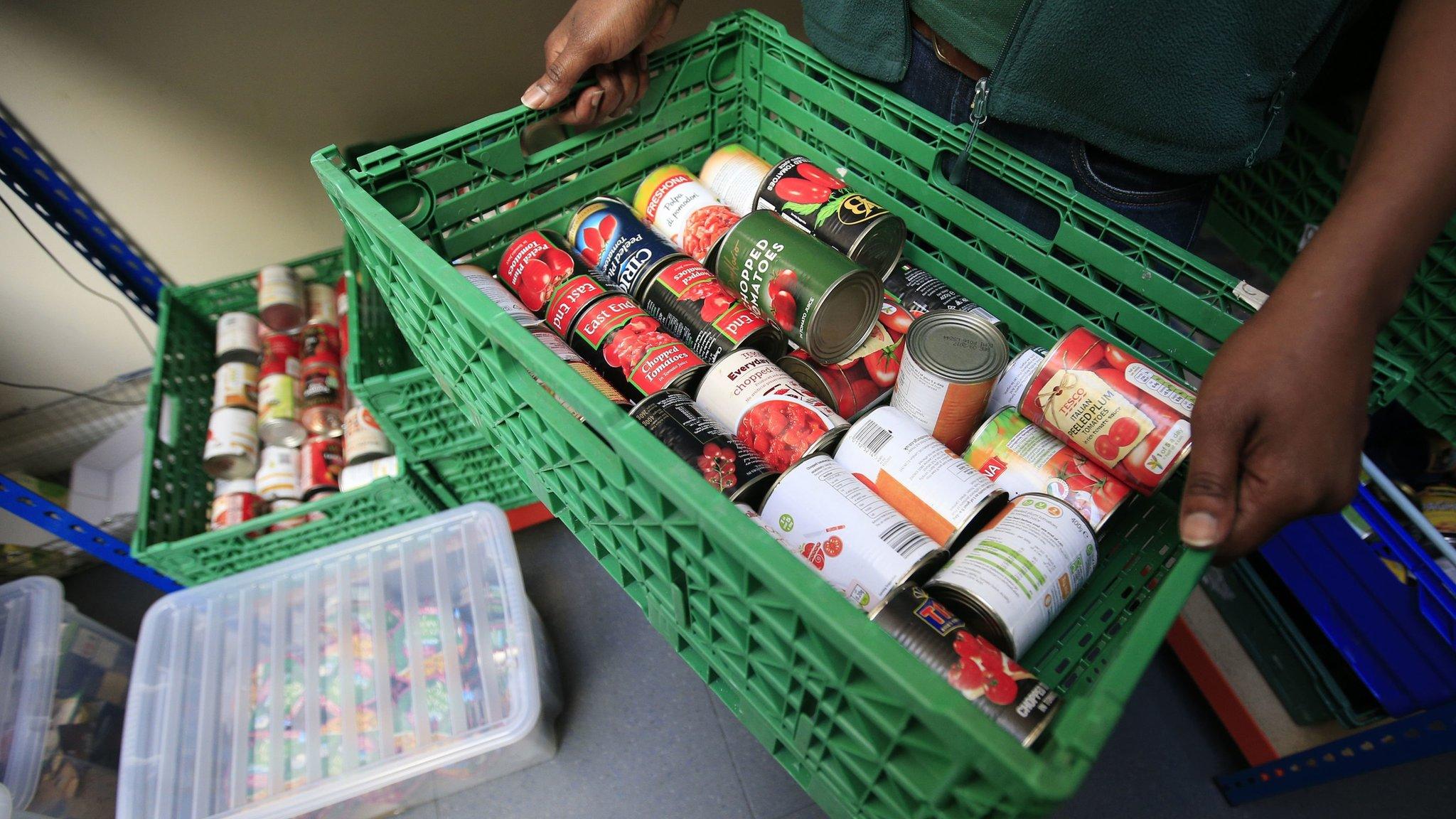 Food being sorted at a food bank