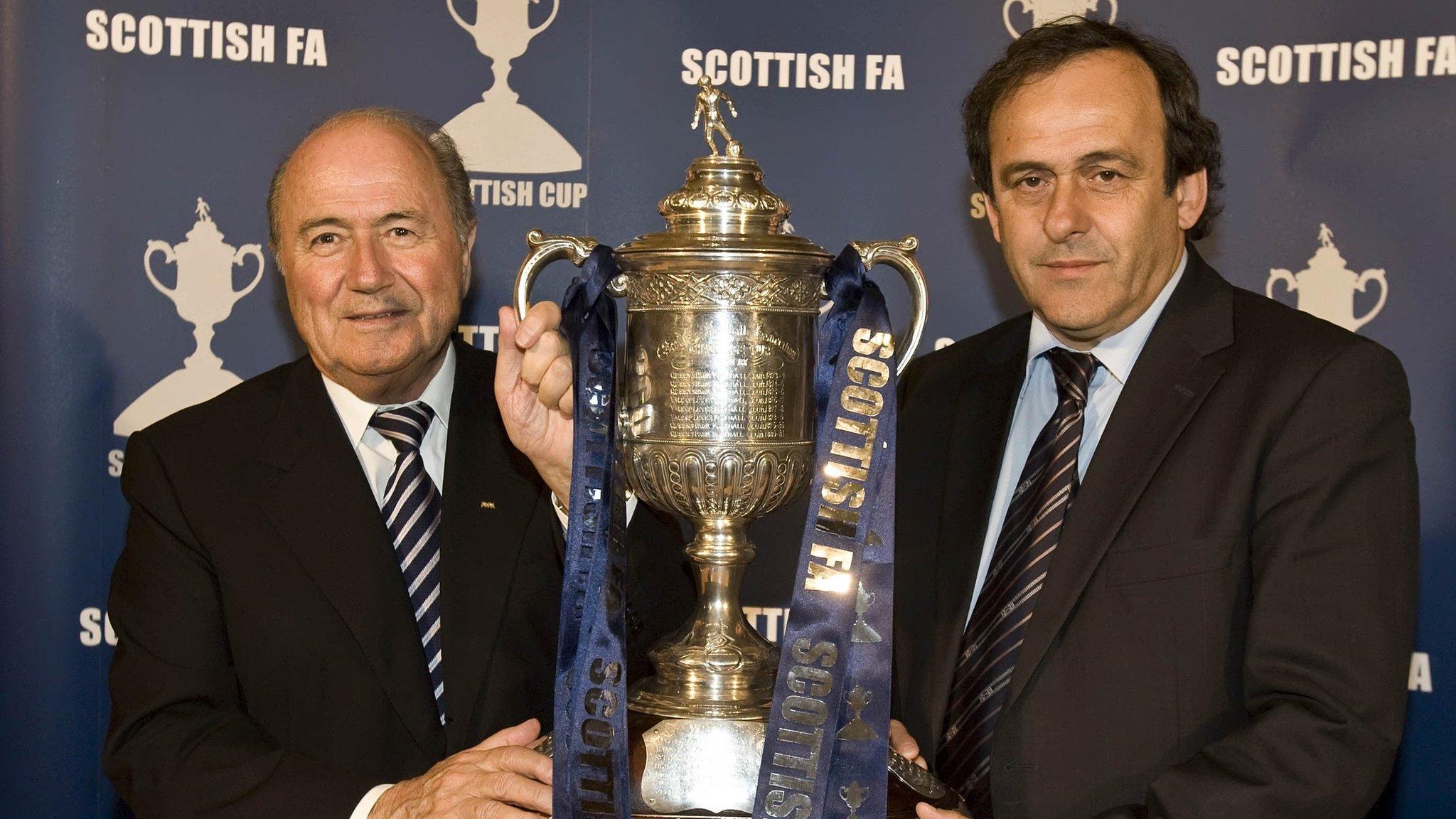 Sepp Blatter and Michel Platini on a visit to Scotland in 2008