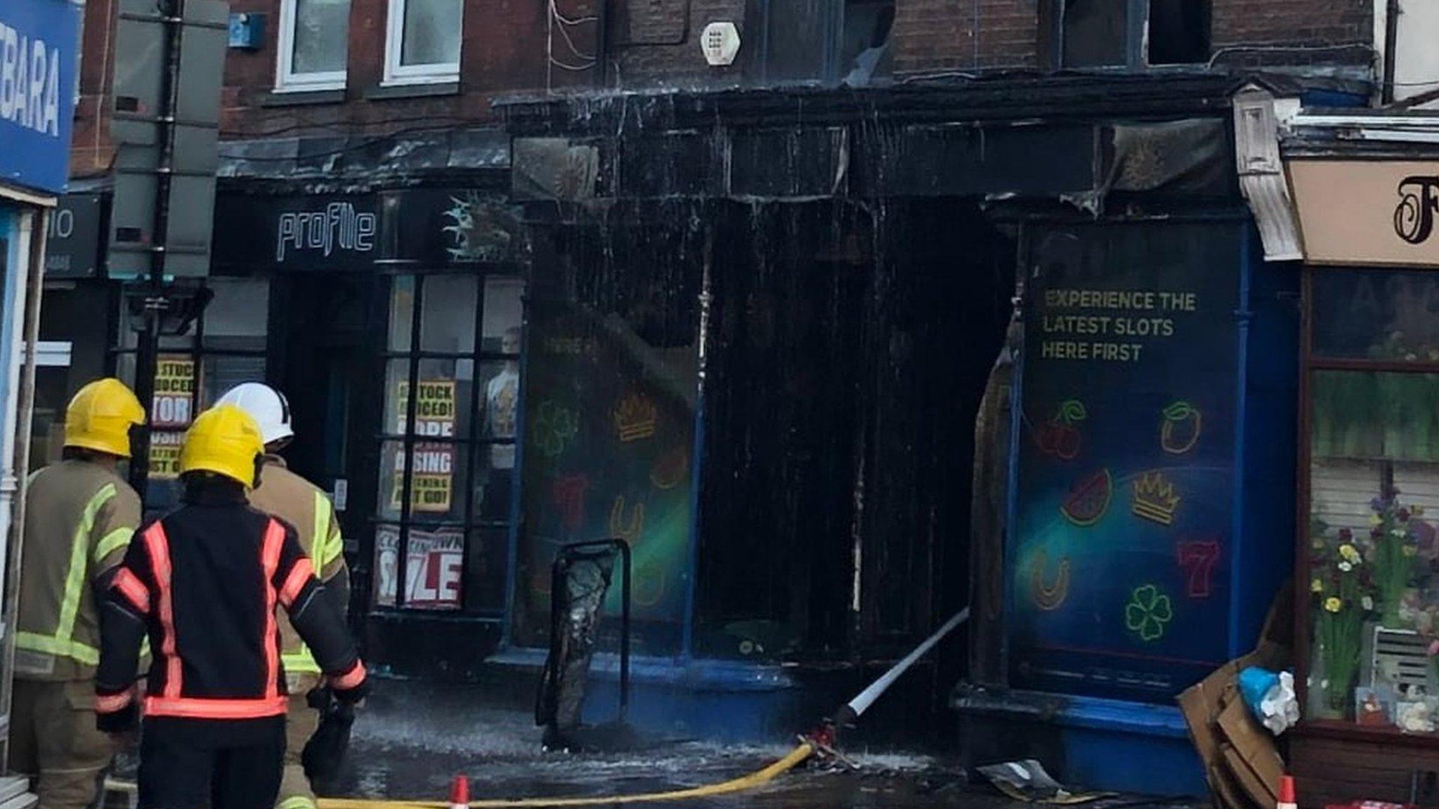 Building destroyed by fire in Wisbech, Cambridgeshire