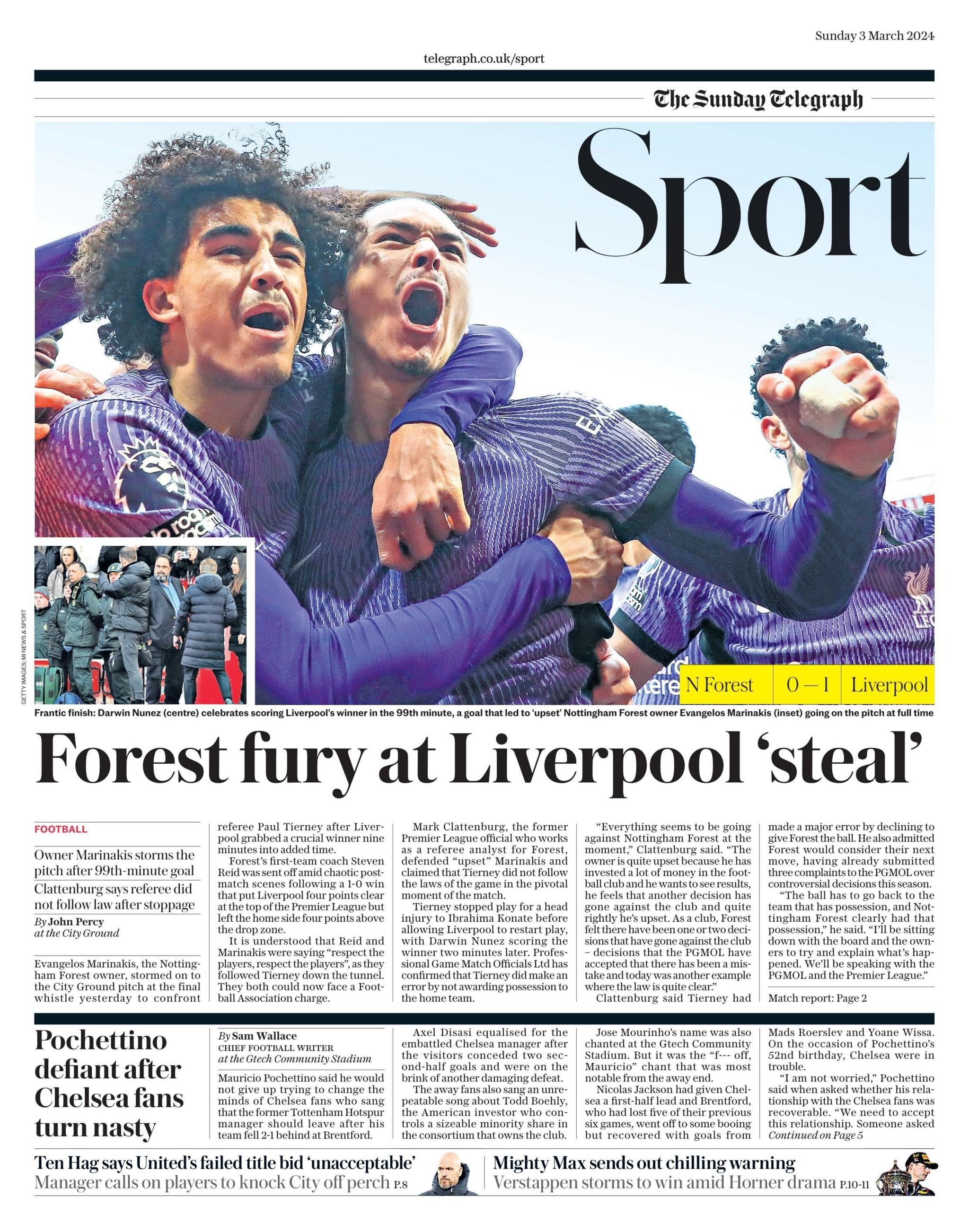 Daily Telegraph back page - 2 March