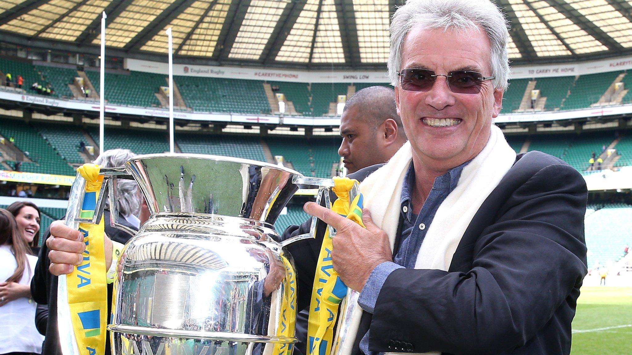 Nigel Wray holds the Premiership trophy