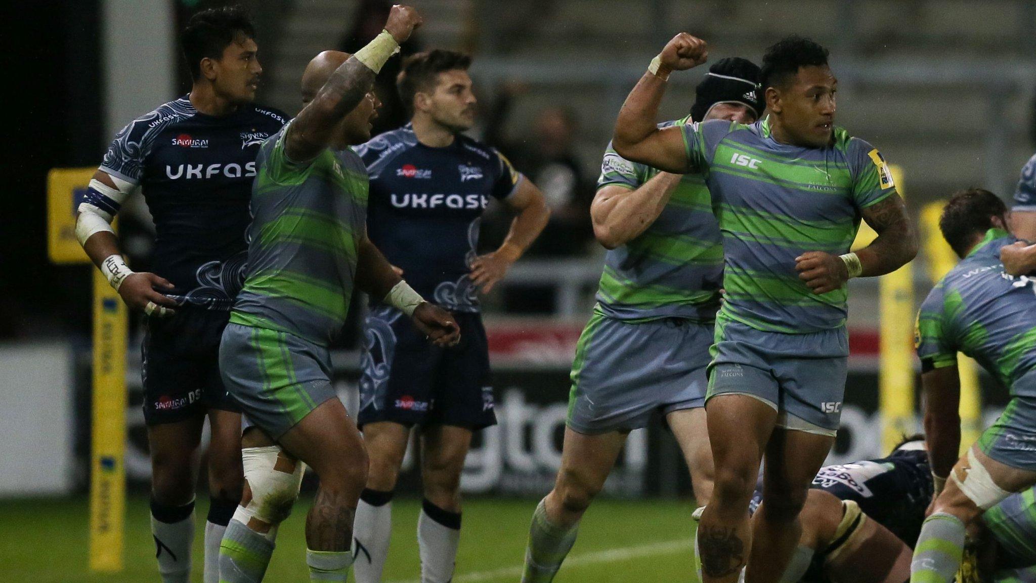 Newcastle celebrate their penalty try