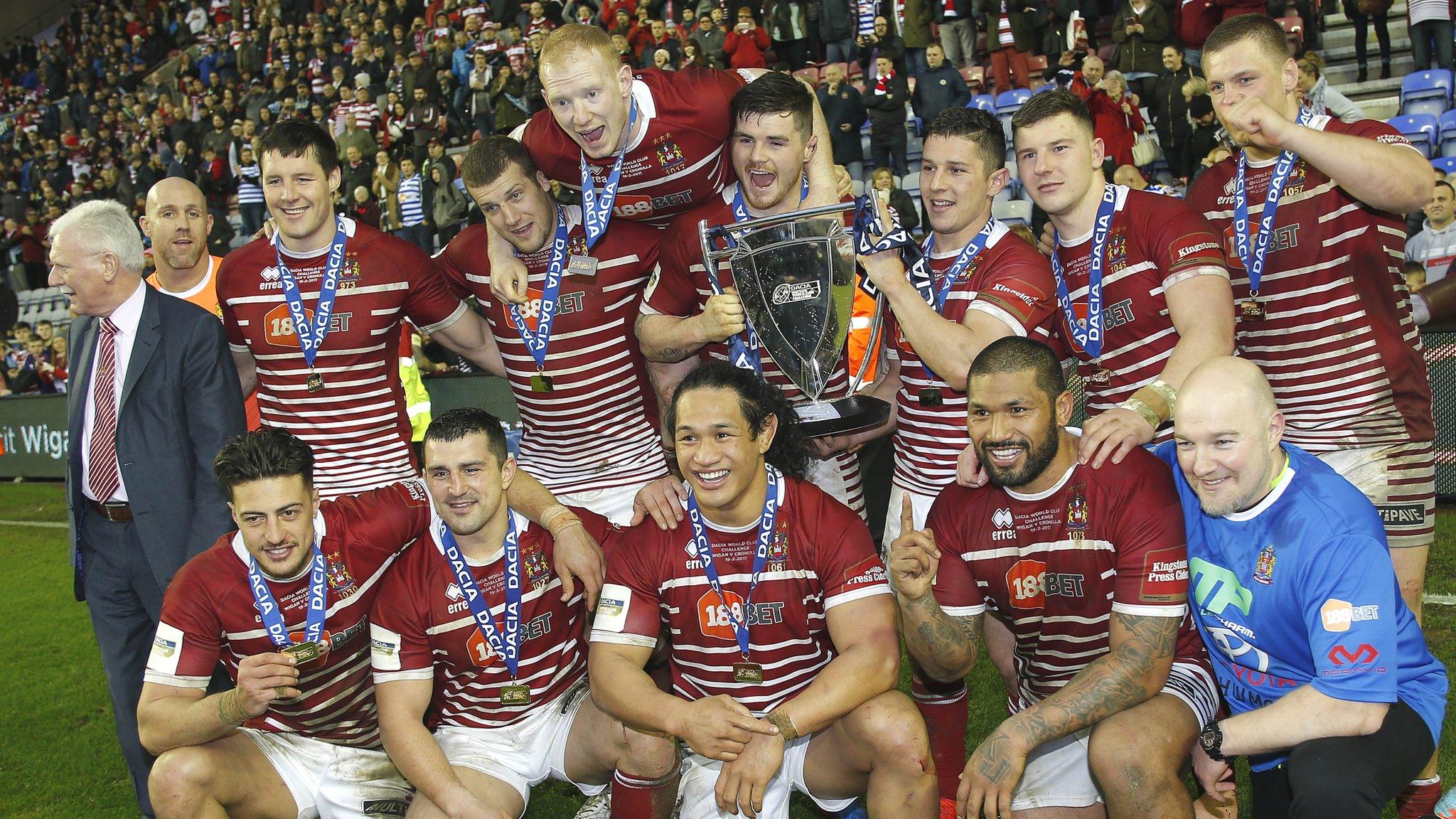 Wigan Warriors celebrate their World Club Challenge victory