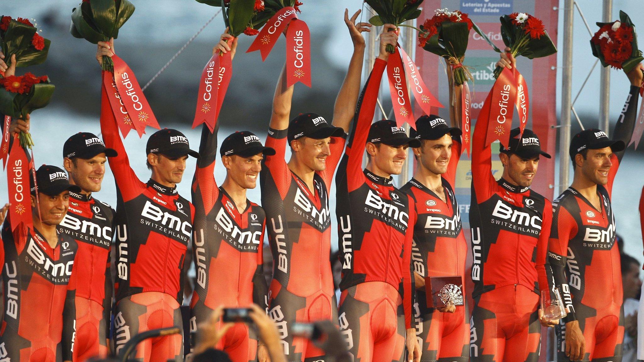 BMC Racing celebrate their neutralised time trial victory