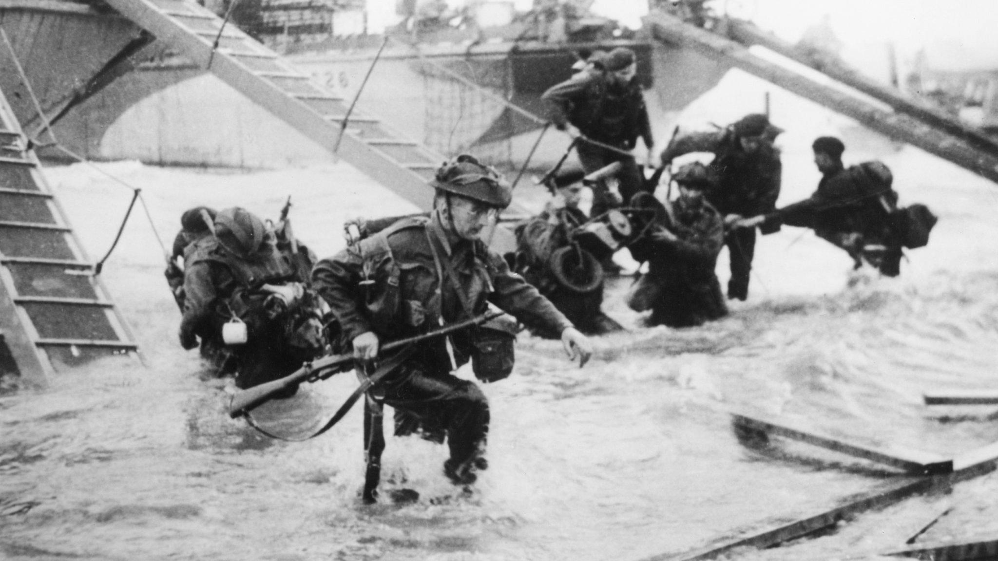 British troops going ashore on D-Day