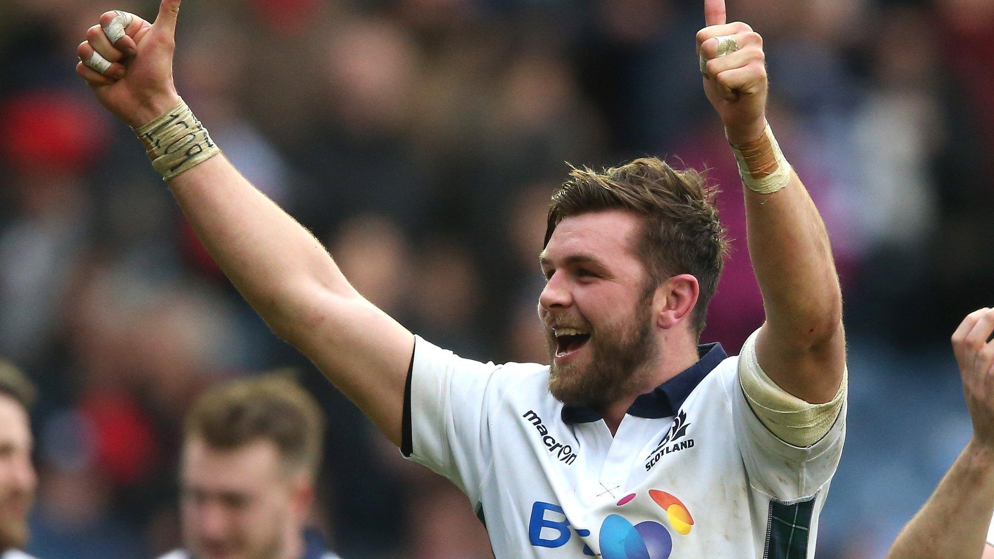 Ryan Wilson celebrates Scotland's victory over France in last year's Six Nations